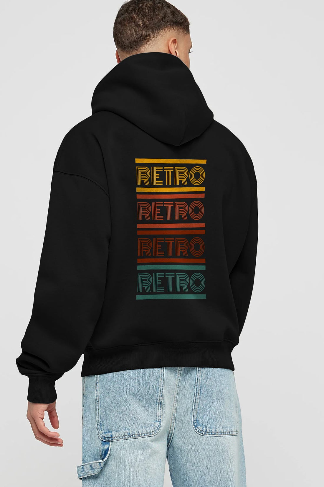 Retro Yazılı Arka Baskılı Oversize Hoodie Kapüşonlu Sweatshirt Erkek Kadın Unisex