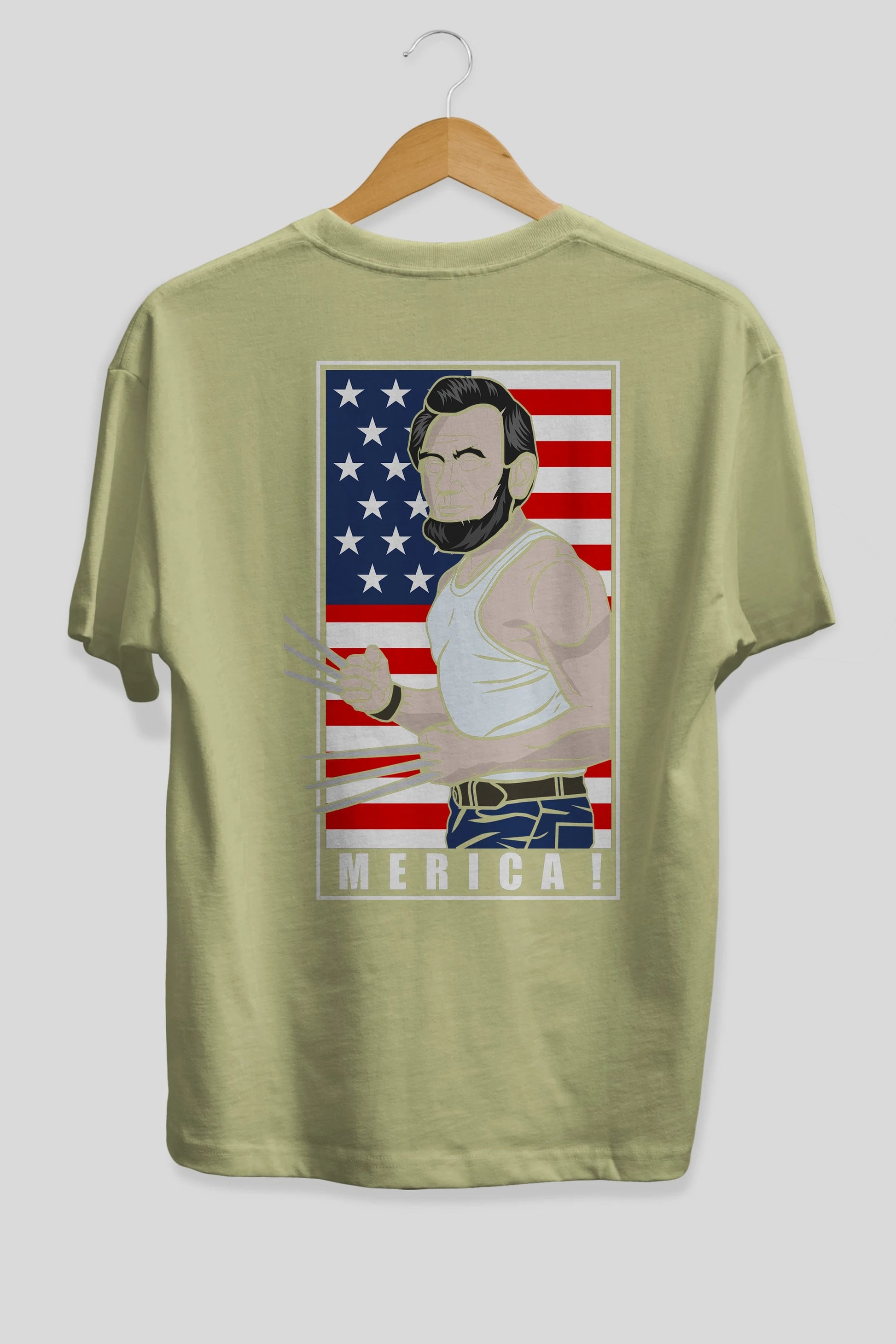 Wolverlincoln Arka Baskılı Oversize t-shirt Erkek Kadın Unisex %100 Pamuk tişort