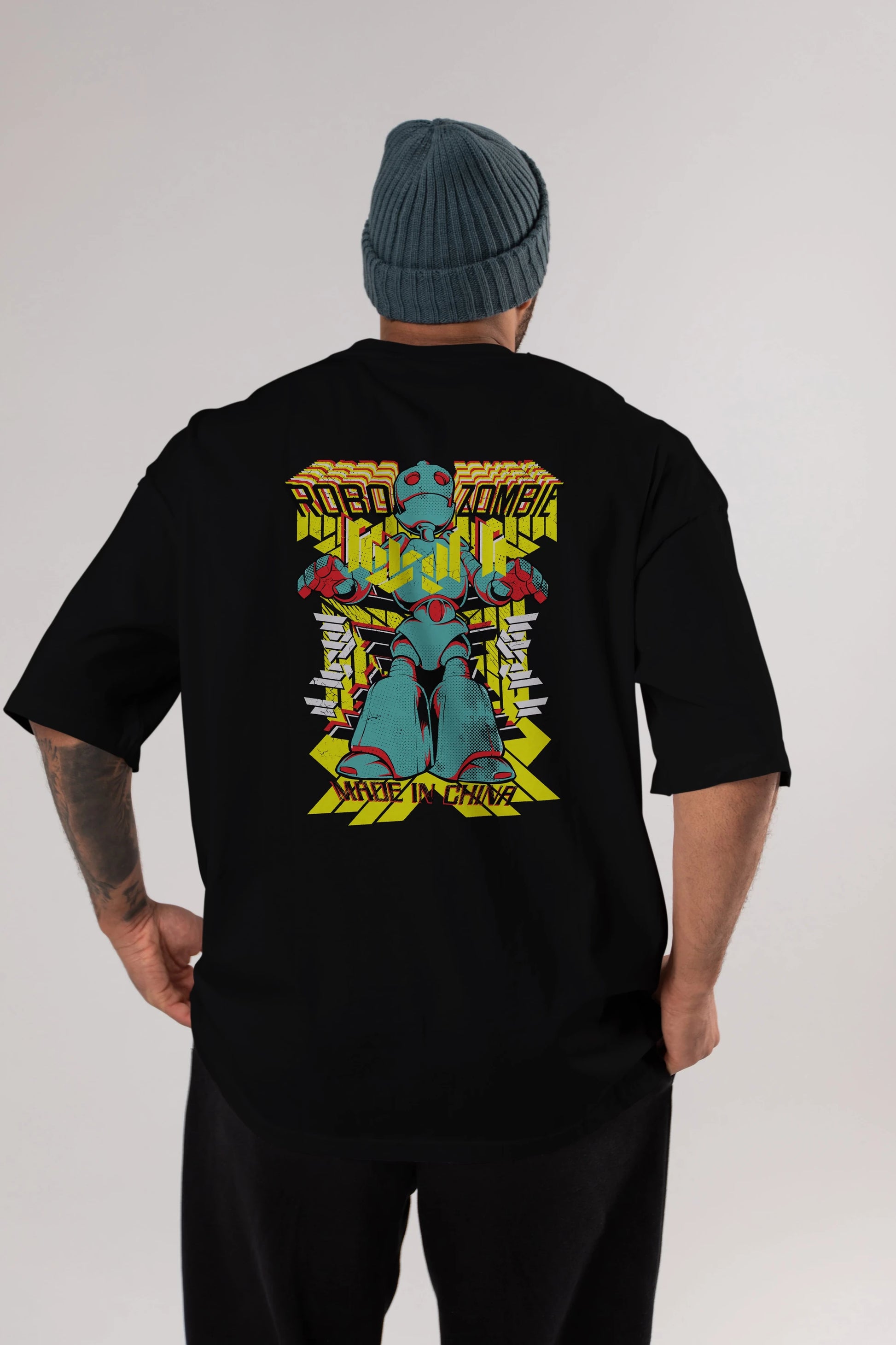 Robo Zombie Arka Baskılı Oversize t-shirt Erkek Kadın Unisex