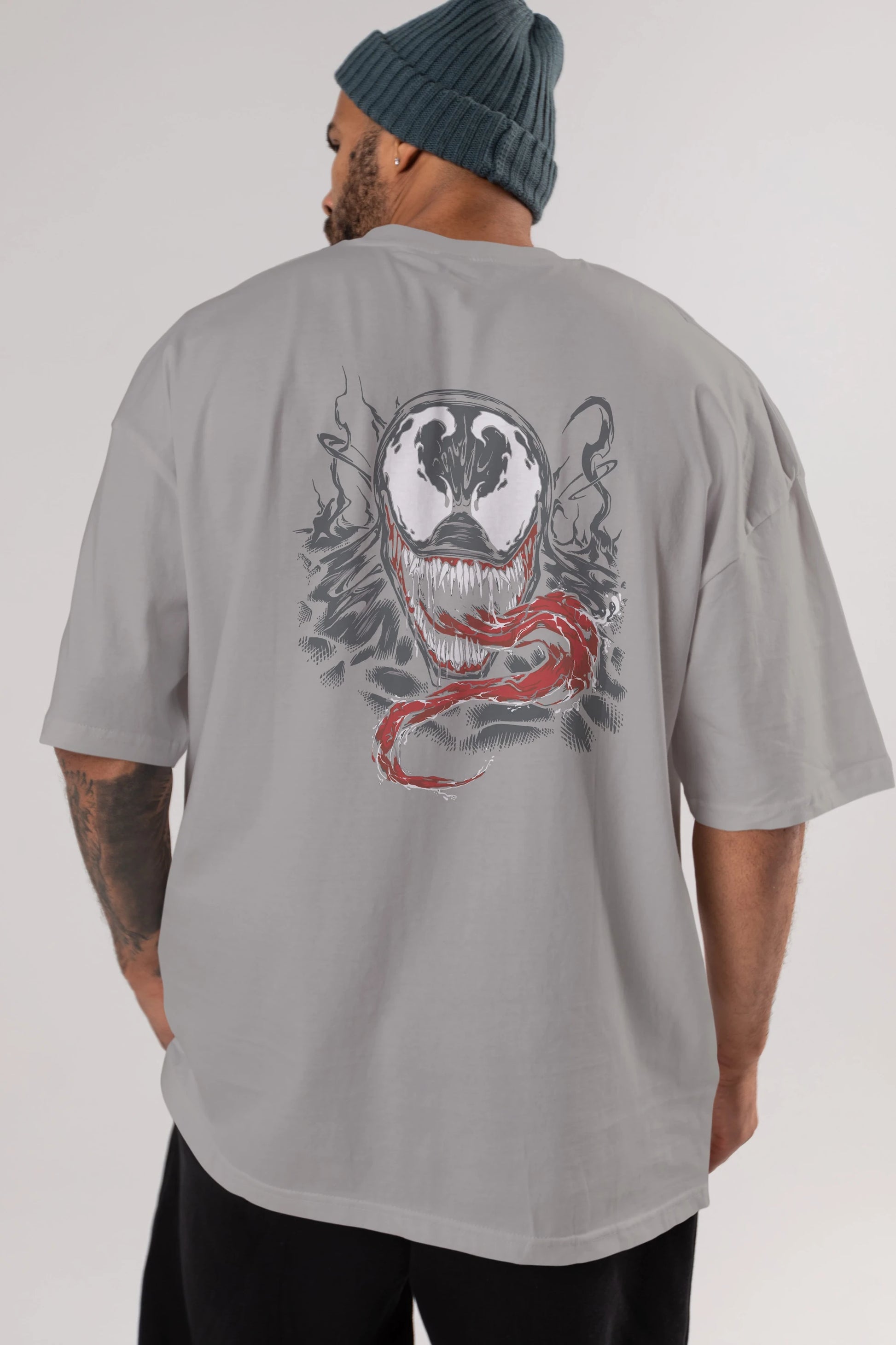 Venom (18) Arka Baskılı Oversize t-shirt Erkek Kadın Unisex %100 Pamuk Bisiklet Yaka tişort