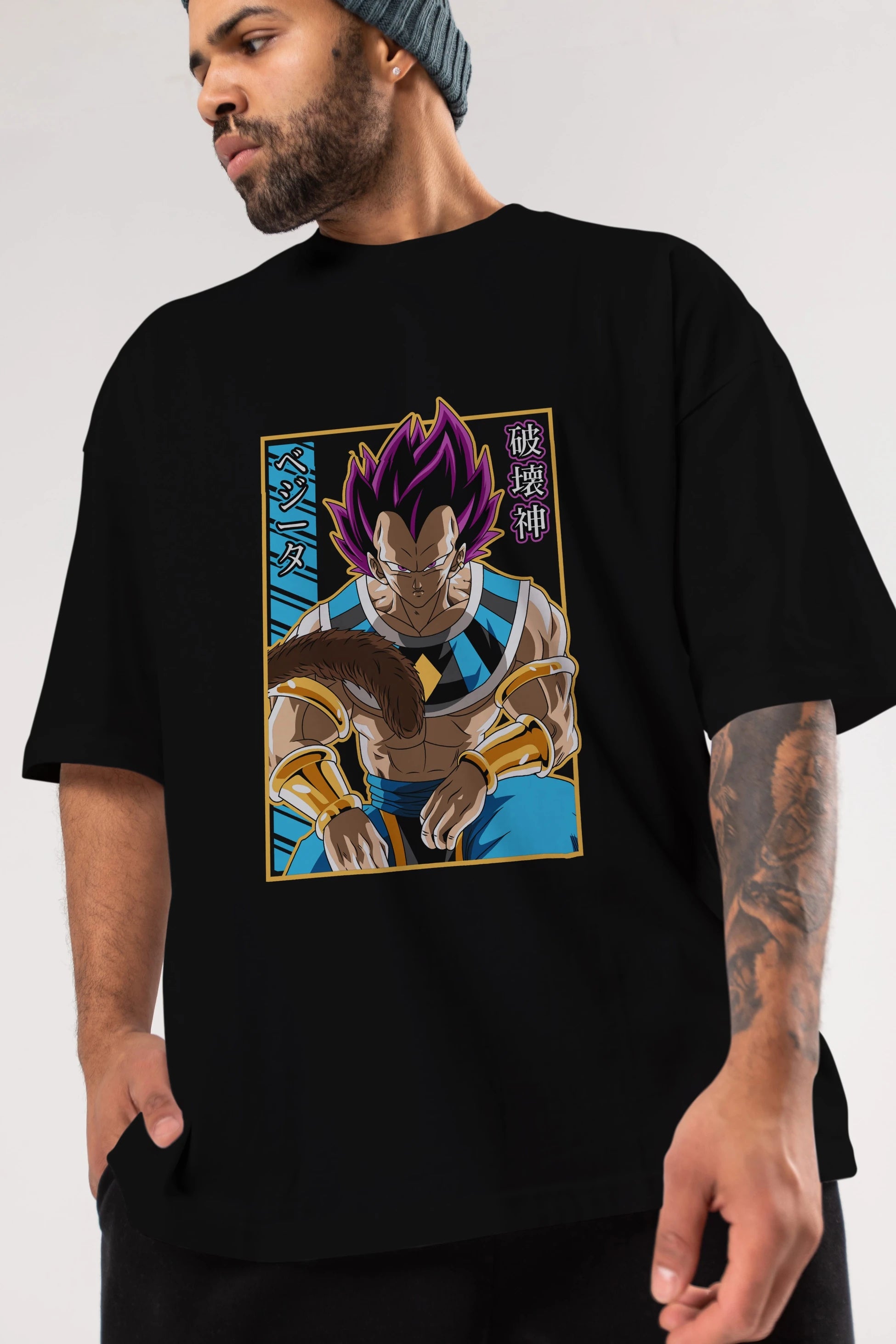 DragonBall VegetaHakaishin Anime Ön Baskılı Oversize t-shirt %100 pamuk Erkek Kadın Unisex