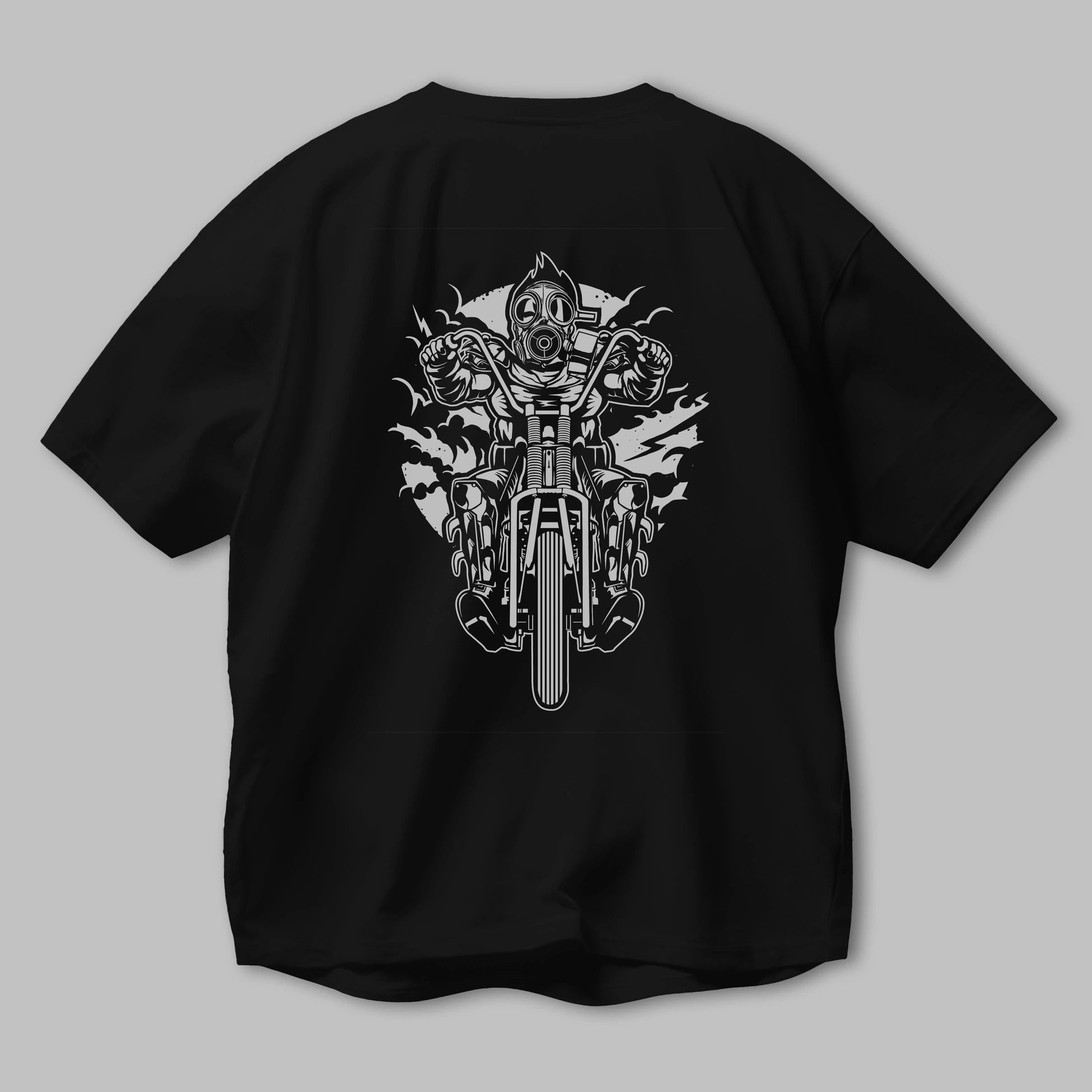 Gasmask Chopper Arka Baskılı Oversize t-shirt Erkek Kadın Unisex %100 Pamuk