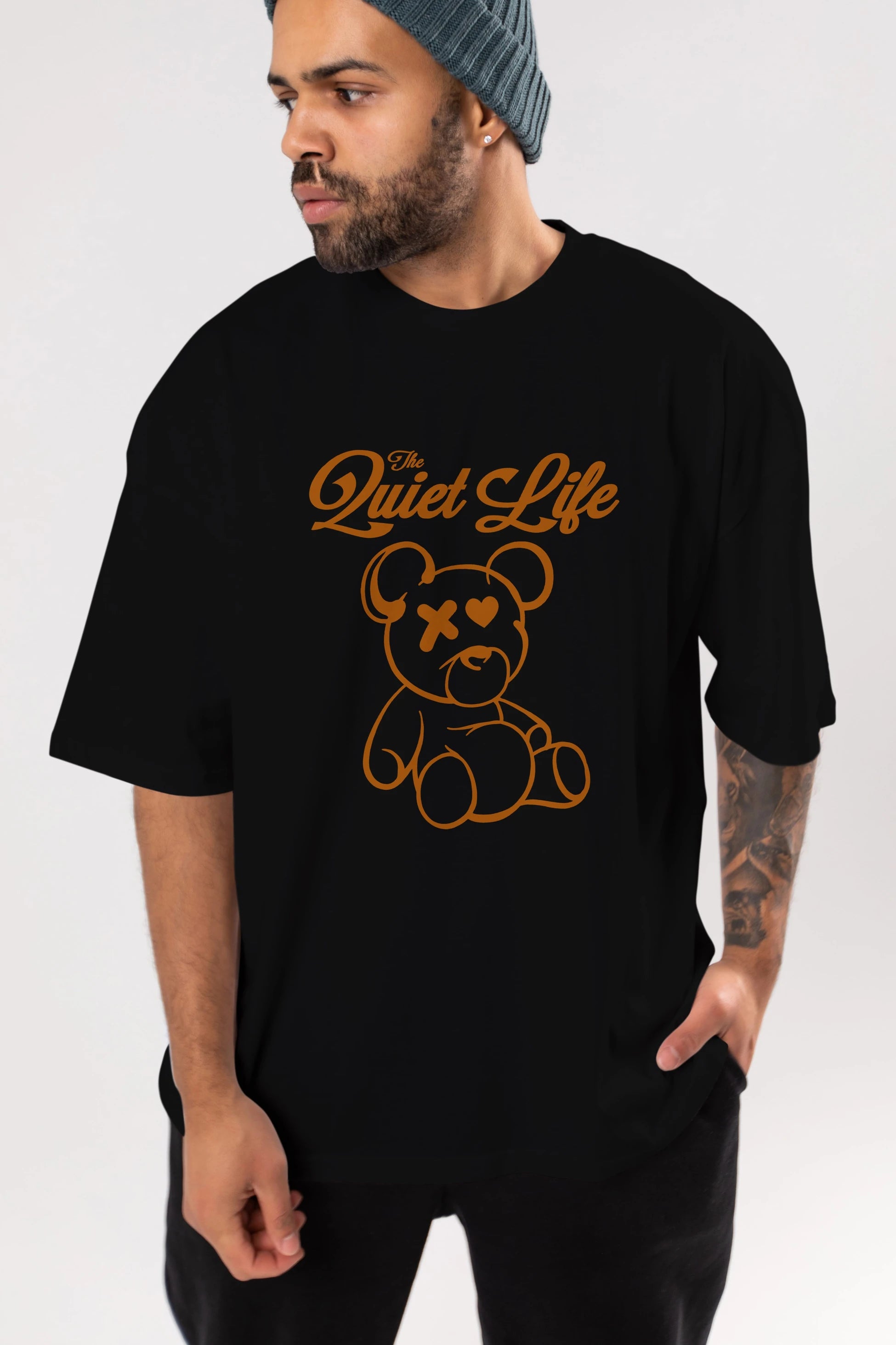 The Life Bear Ön Baskılı Oversize t-shirt Erkek Kadın Unisex