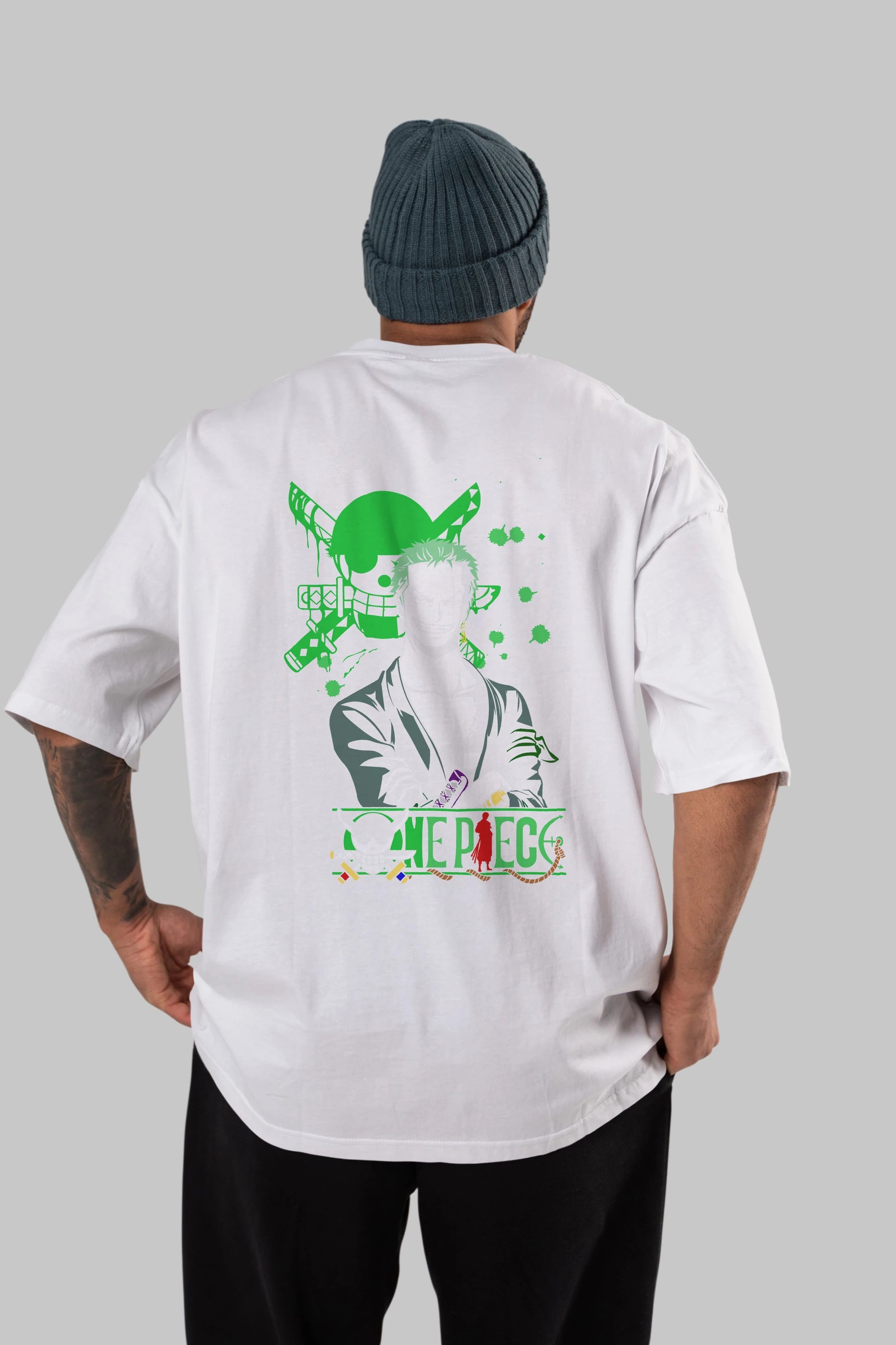 Roronoa Zoro 2 Anime Arka Baskılı Oversize t-shirt Erkek Kadın Unisex %100 pamuk tişort