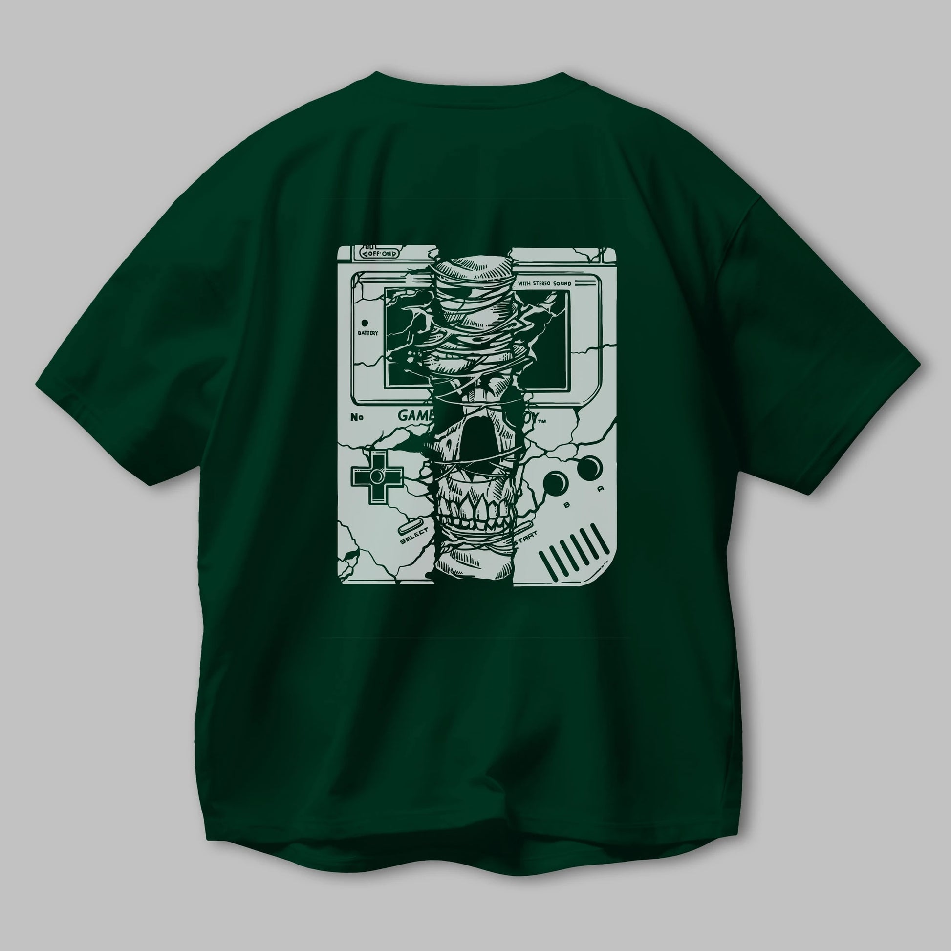 Gameboy Skull Arka Baskılı Oversize t-shirt Erkek Kadın Unisex %100 Pamuk