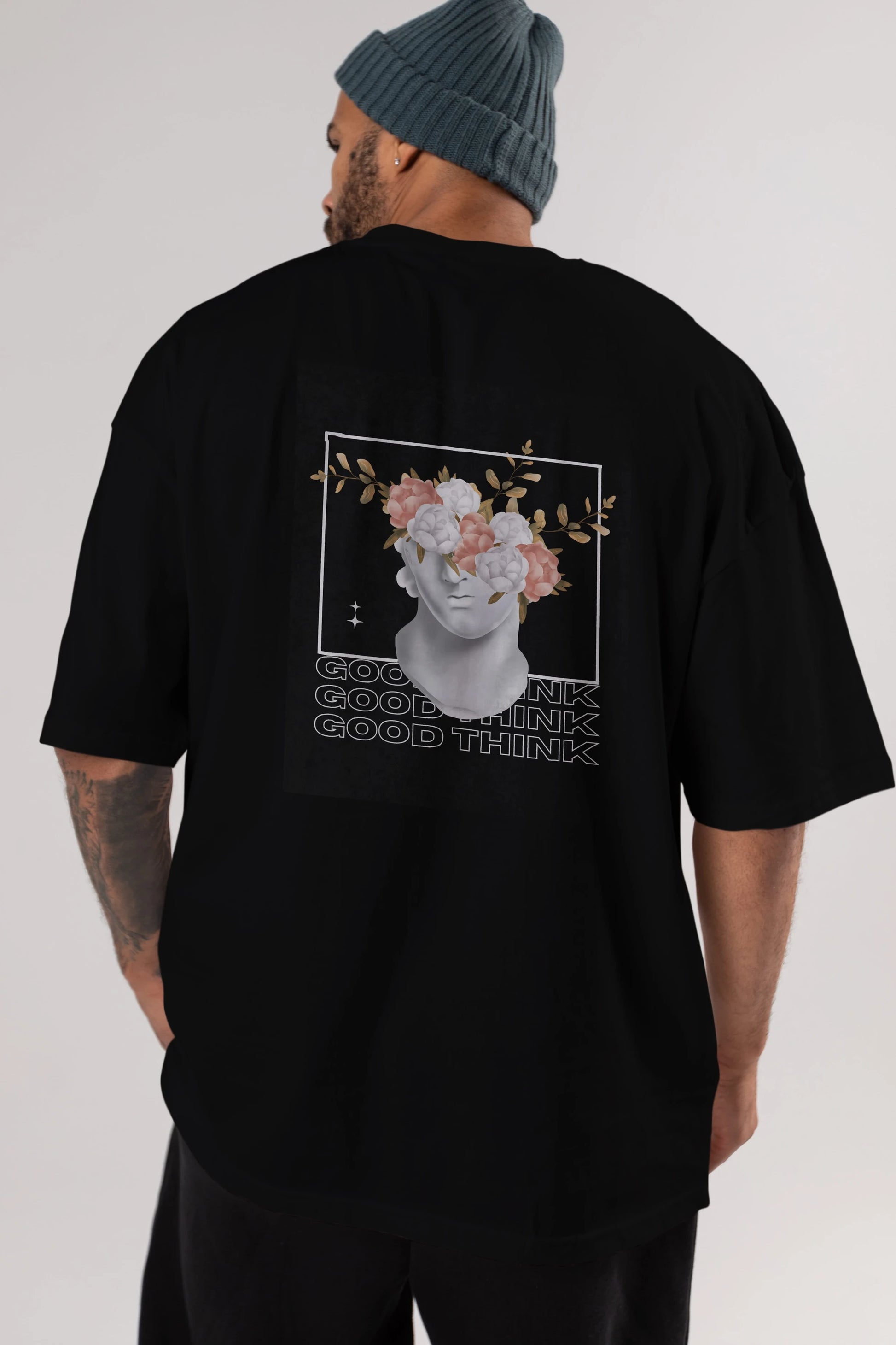 Good Think Yazılı Arka Baskılı Oversize t-shirt Erkek Kadın Unisex