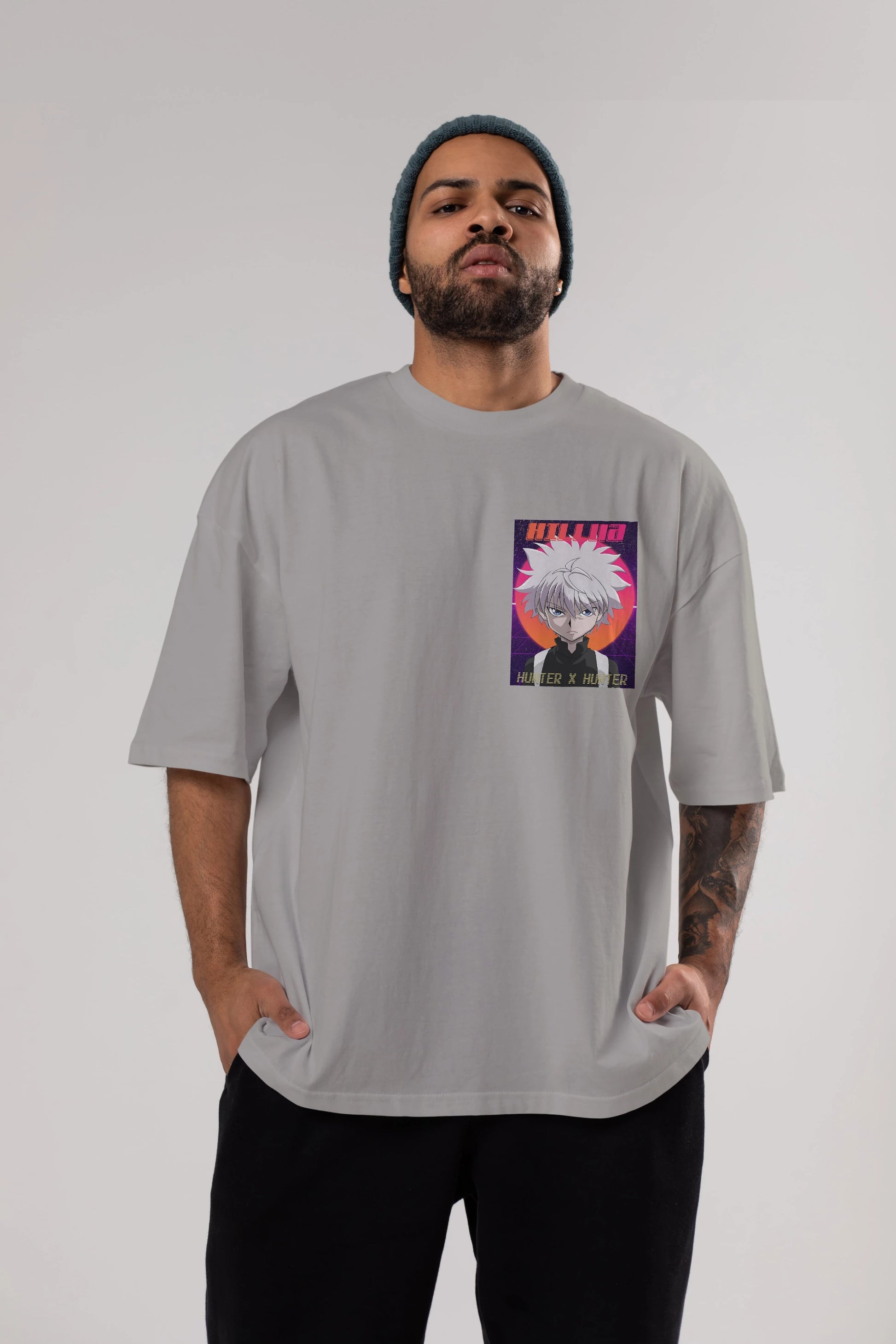Killua Zoldyck 12 1 Ön Sol Baskılı Oversize t-shirt Erkek Kadın Unisex %100 Pamuk Bisiklet Yaka tişort