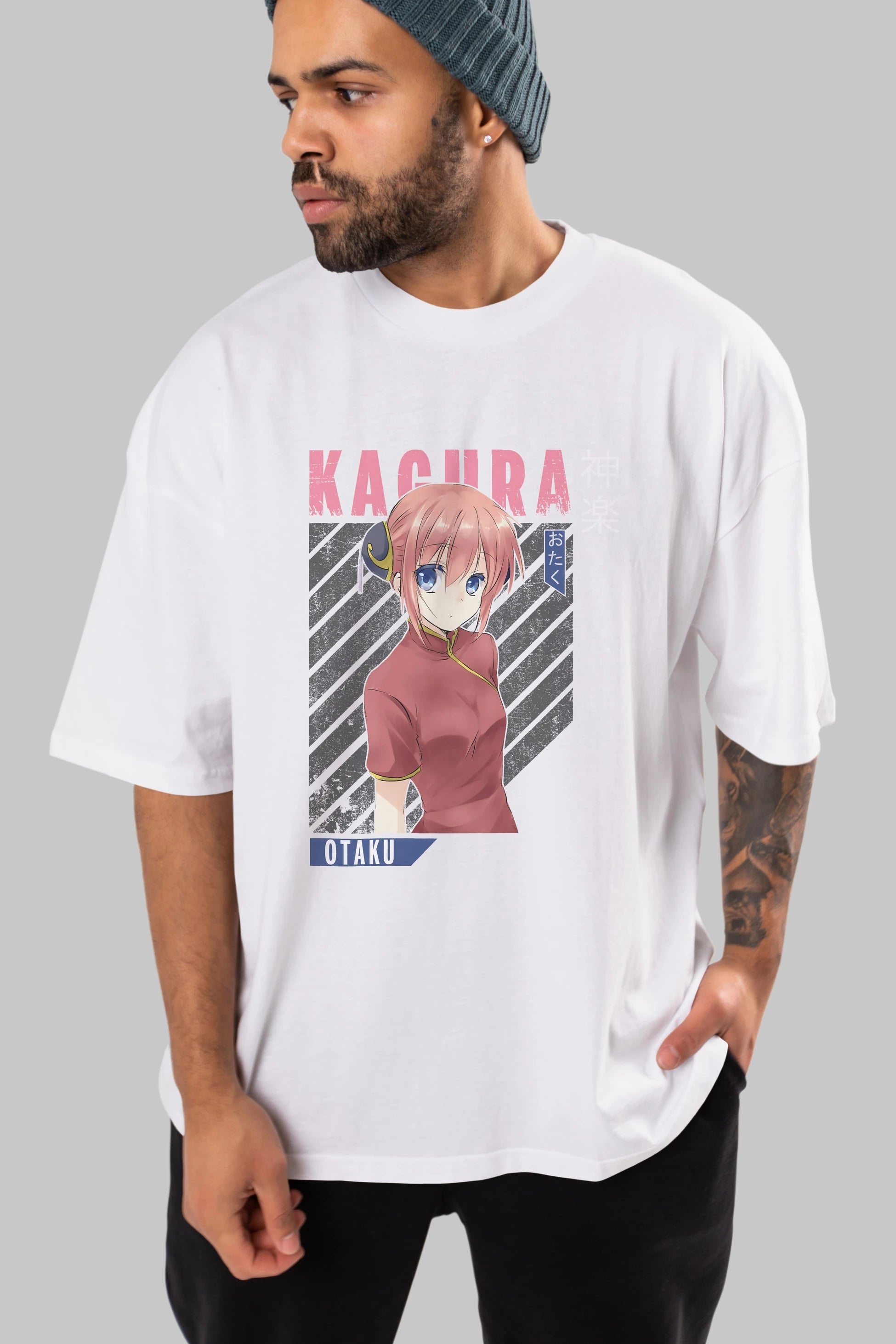 Kagura GINTAMA Anime Ön Baskılı Oversize t-shirt %100 pamuk Erkek Kadın Unisex