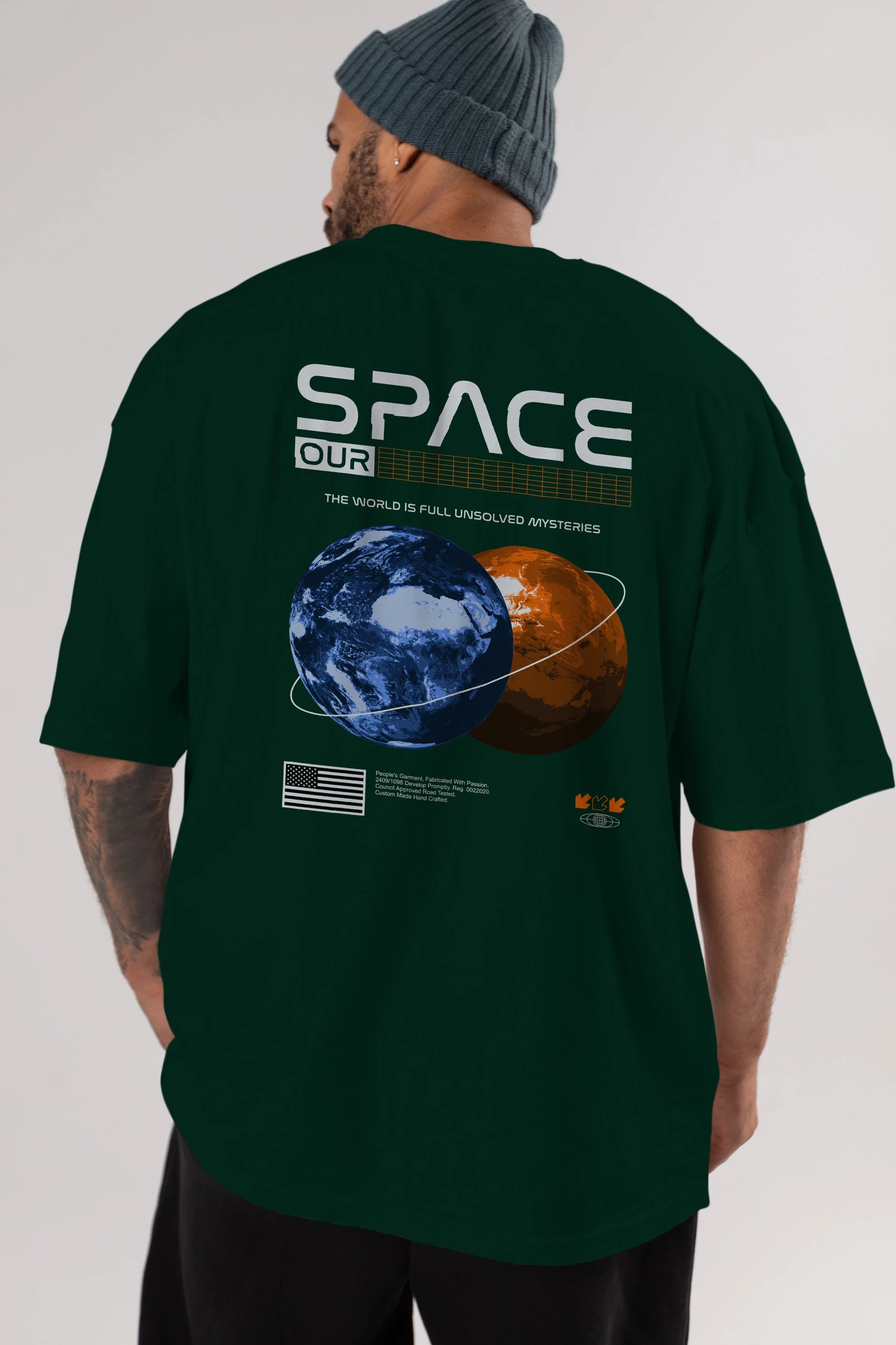 Space Our Arka Baskılı Oversize t-shirt Erkek Kadın Unisex