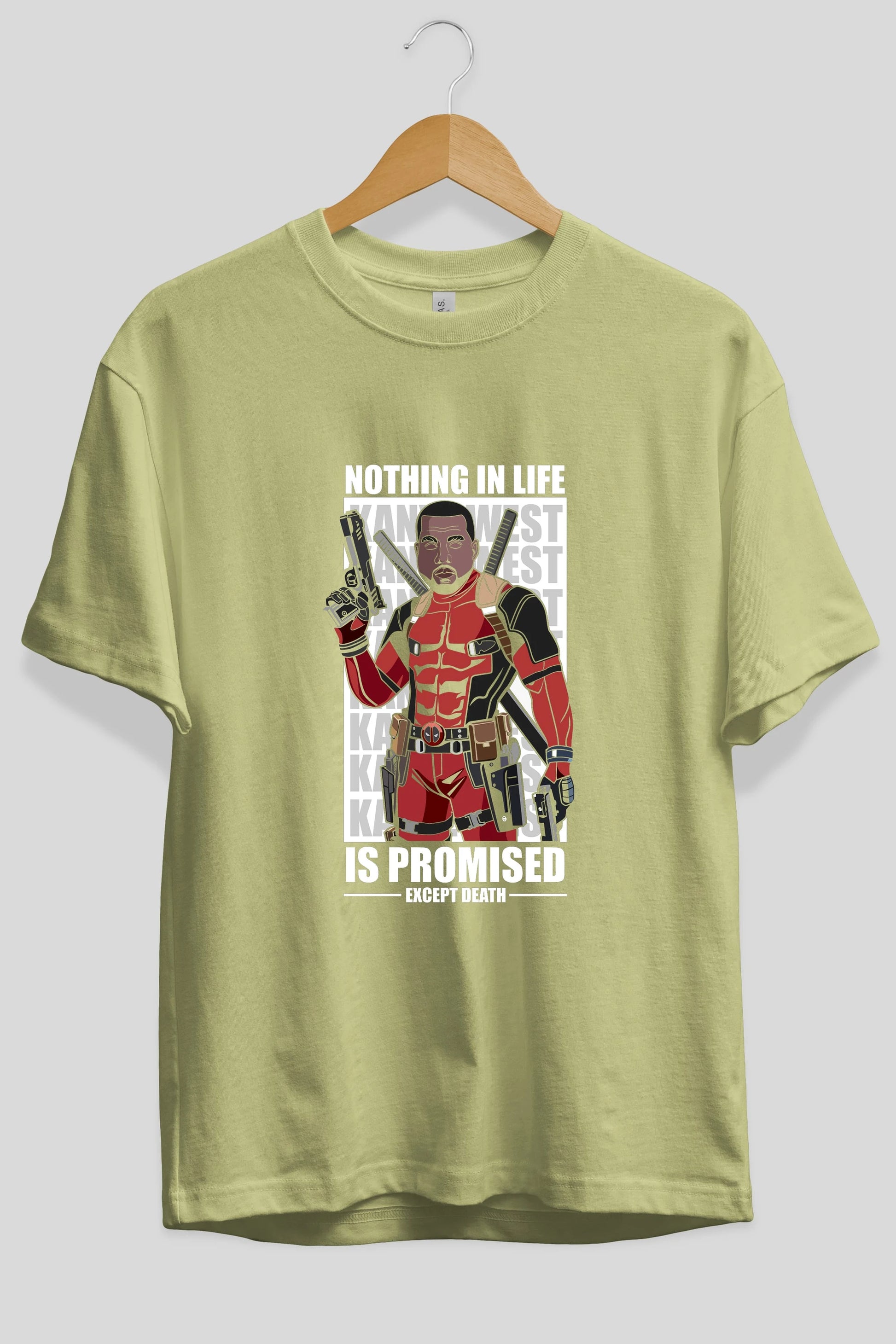 Kanye West Deadpool Ön Baskılı Oversize t-shirt Erkek Kadın Unisex %100 Pamuk tişort