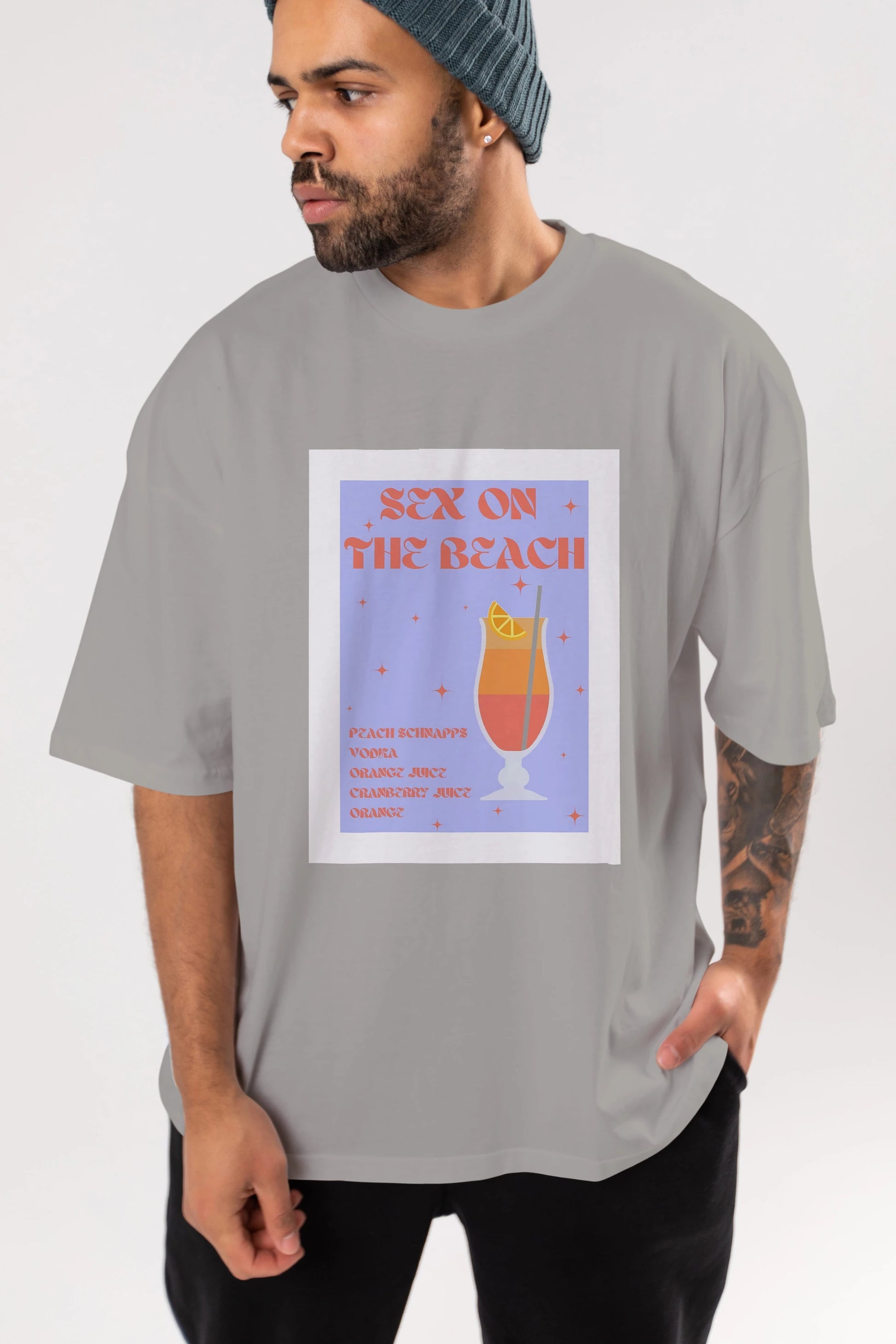 Sex On The Beach Ön Baskılı Oversize t-shirt Erkek Kadın Unisex %100 Pamuk Bisiklet Yaka tişort