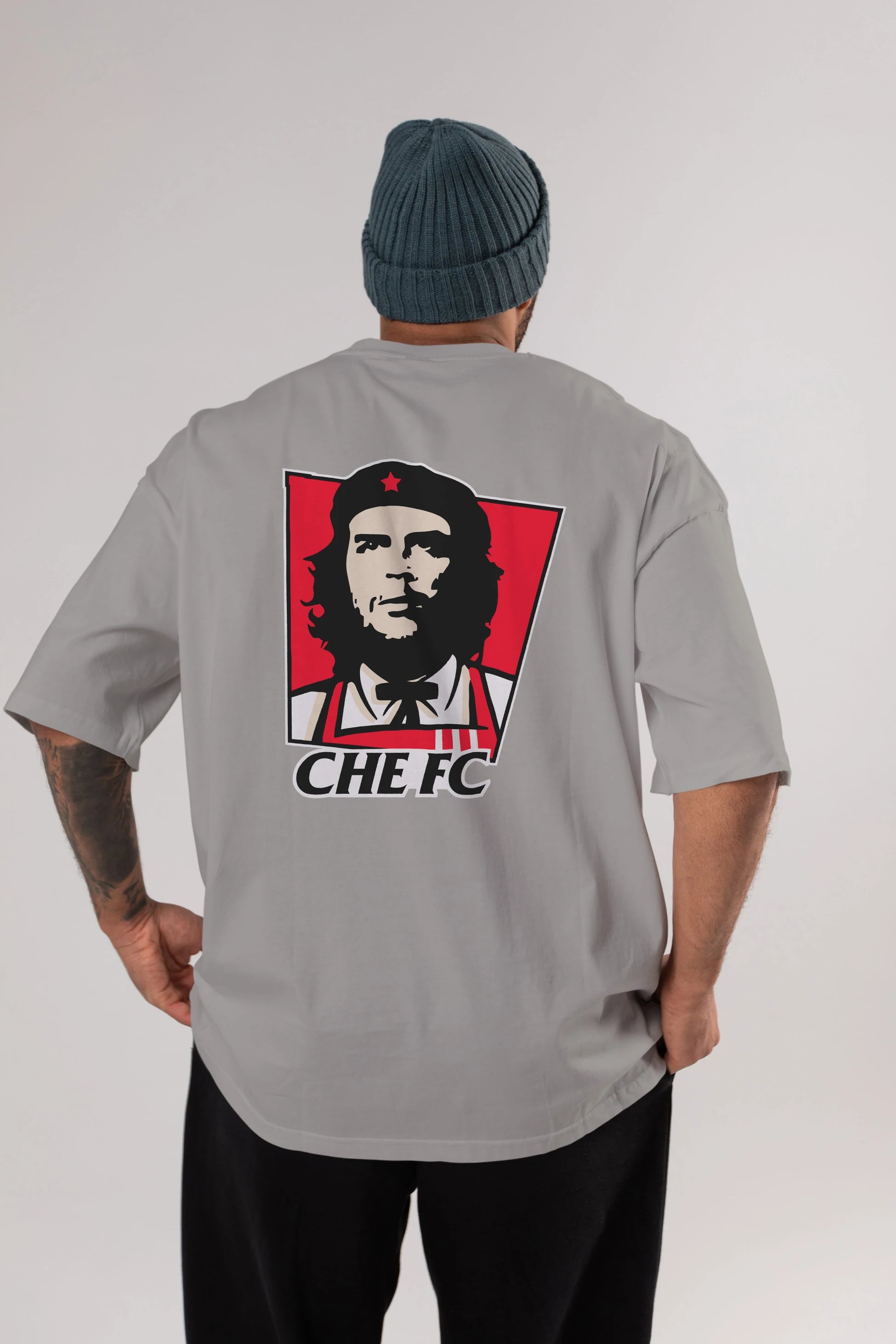 Che FC Arka Baskılı Oversize t-shirt Erkek Kadın Unisex %100 Pamuk Bisiklet Yaka tişort