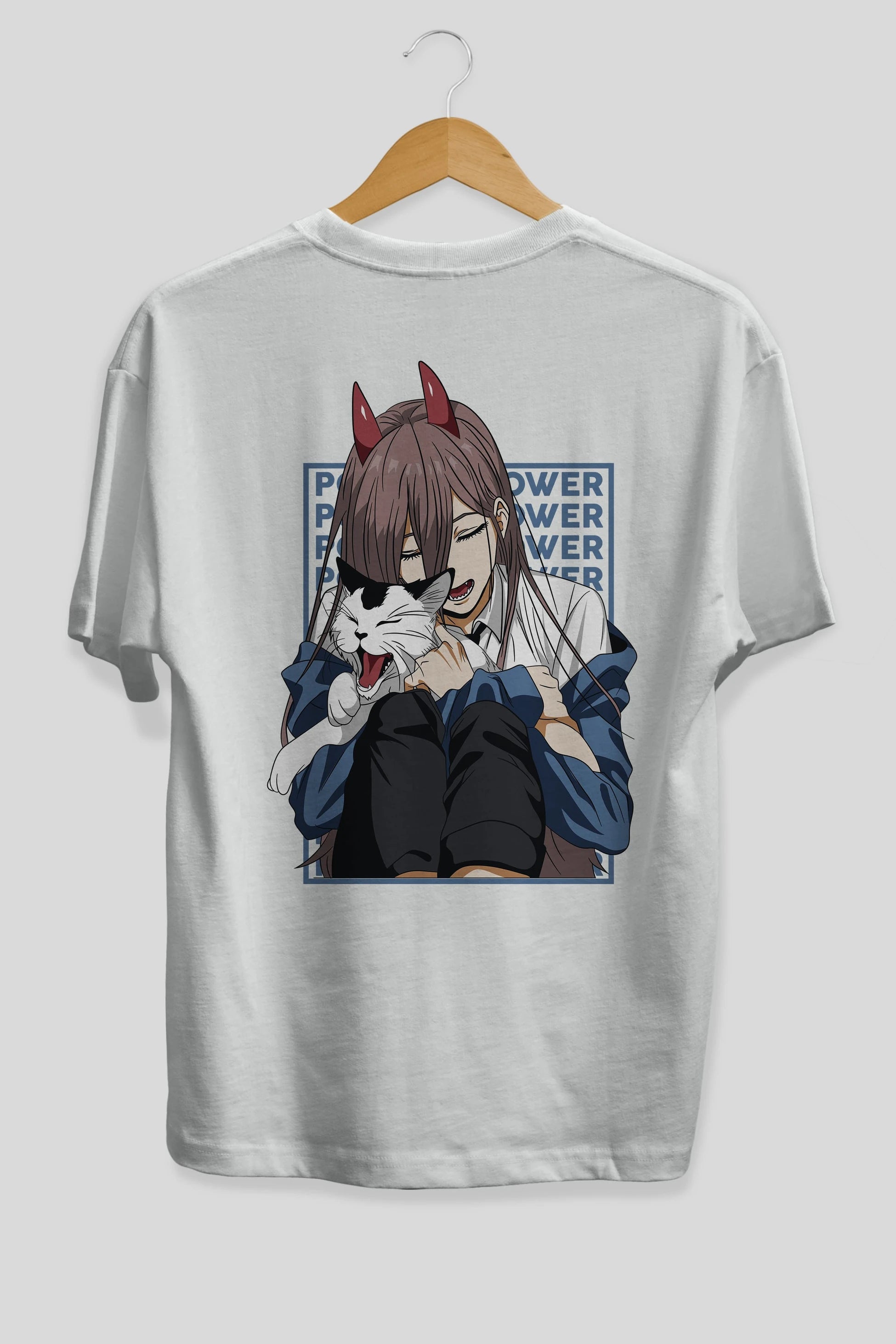 POWER CHAINSAWMAN Anime Arka Baskılı Oversize t-shirt Erkek Kadın Unisex