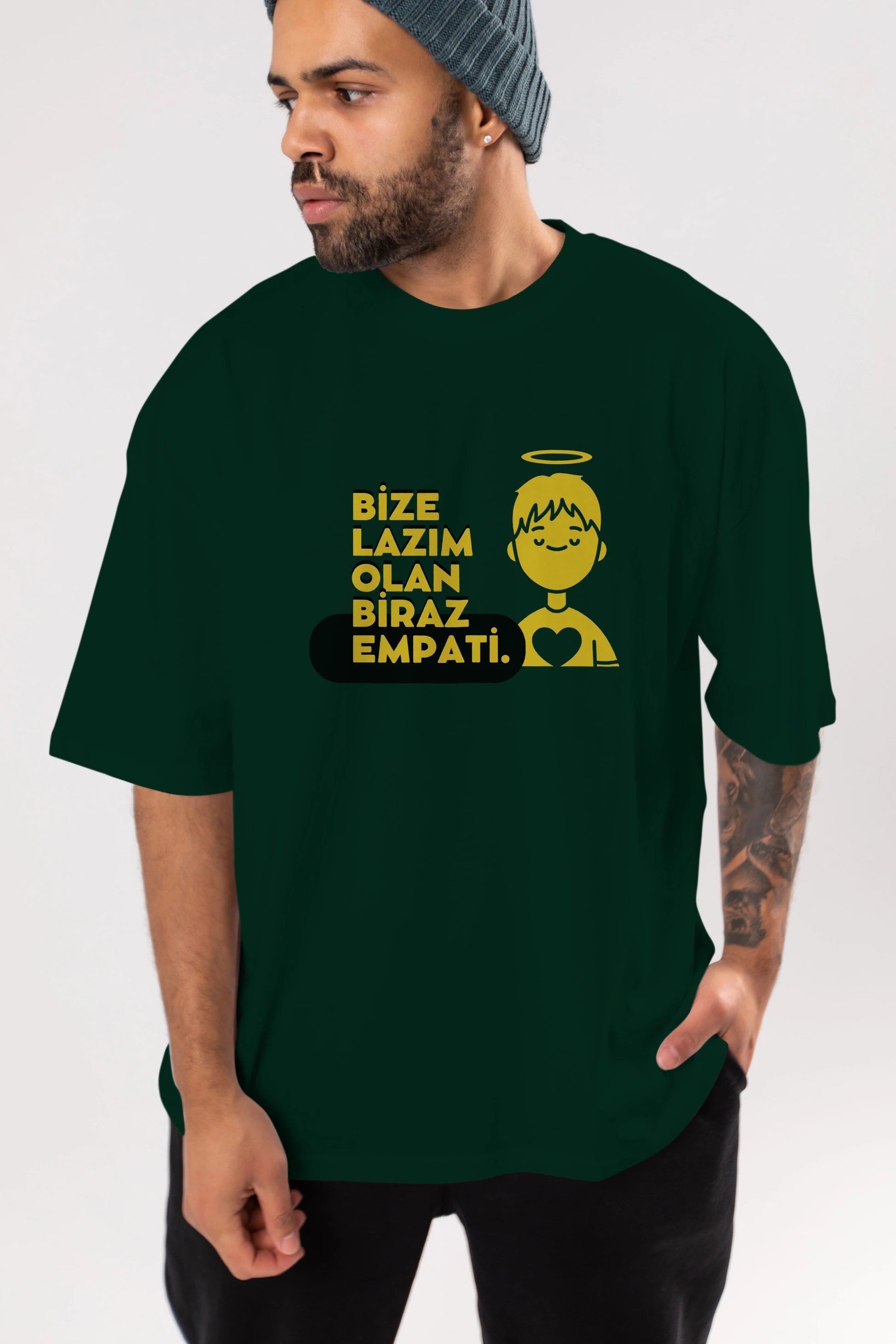 Bize Lazım Olan Biraz Empati Ön Baskılı Oversize t-shirt Erkek Kadın Unisex