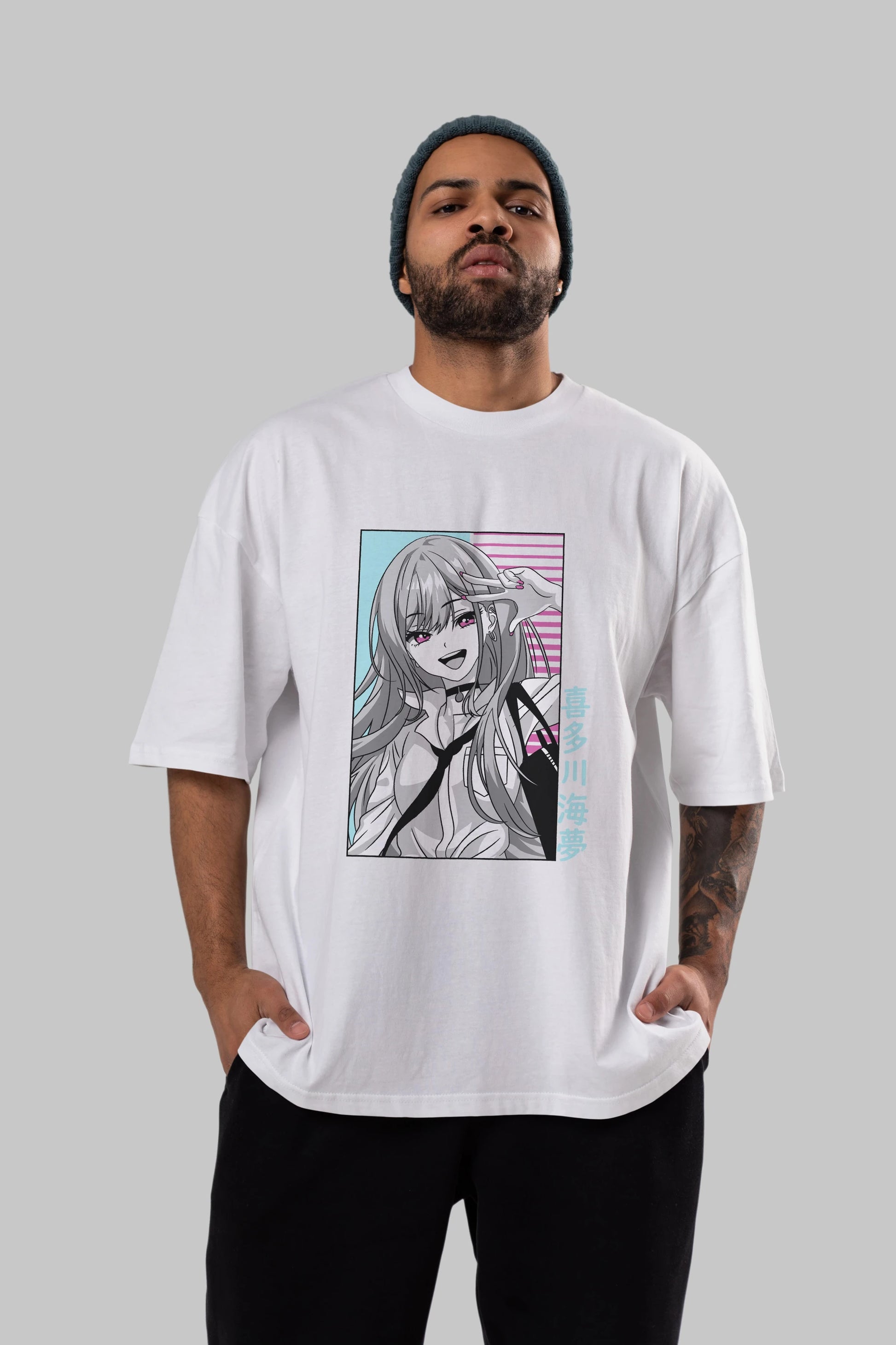 Marin Kitagawa 1 Anime Ön Baskılı Oversize t-shirt %100 pamuk Erkek Kadın Unisex