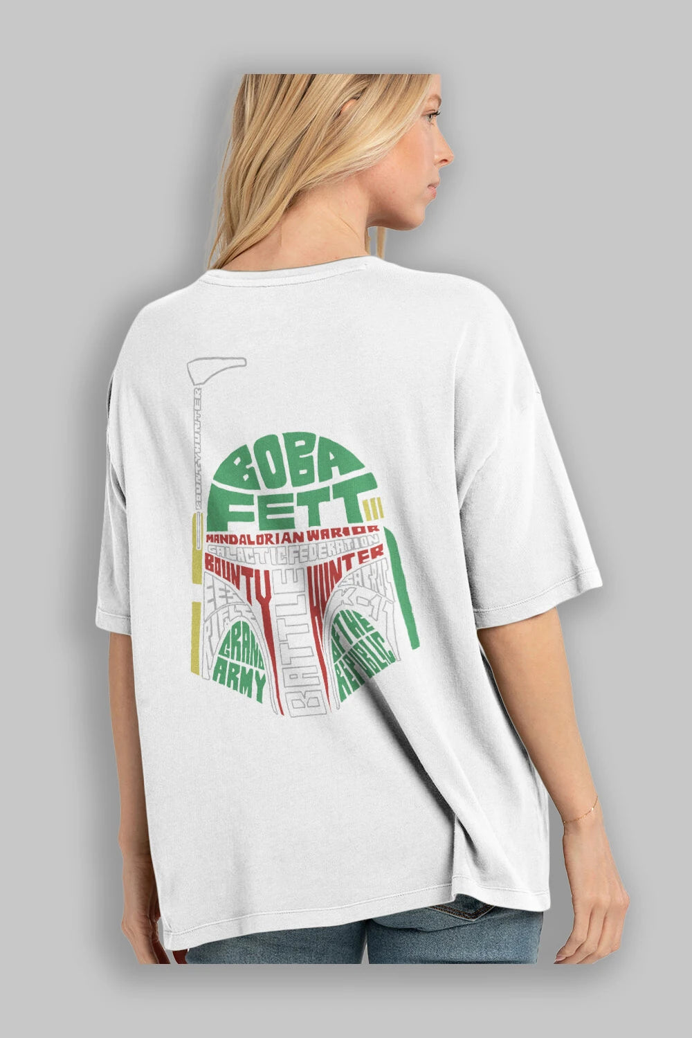Boba Fett (2) Arka Baskılı Oversize t-shirt %100 pamuk Erkek Kadın Unisex
