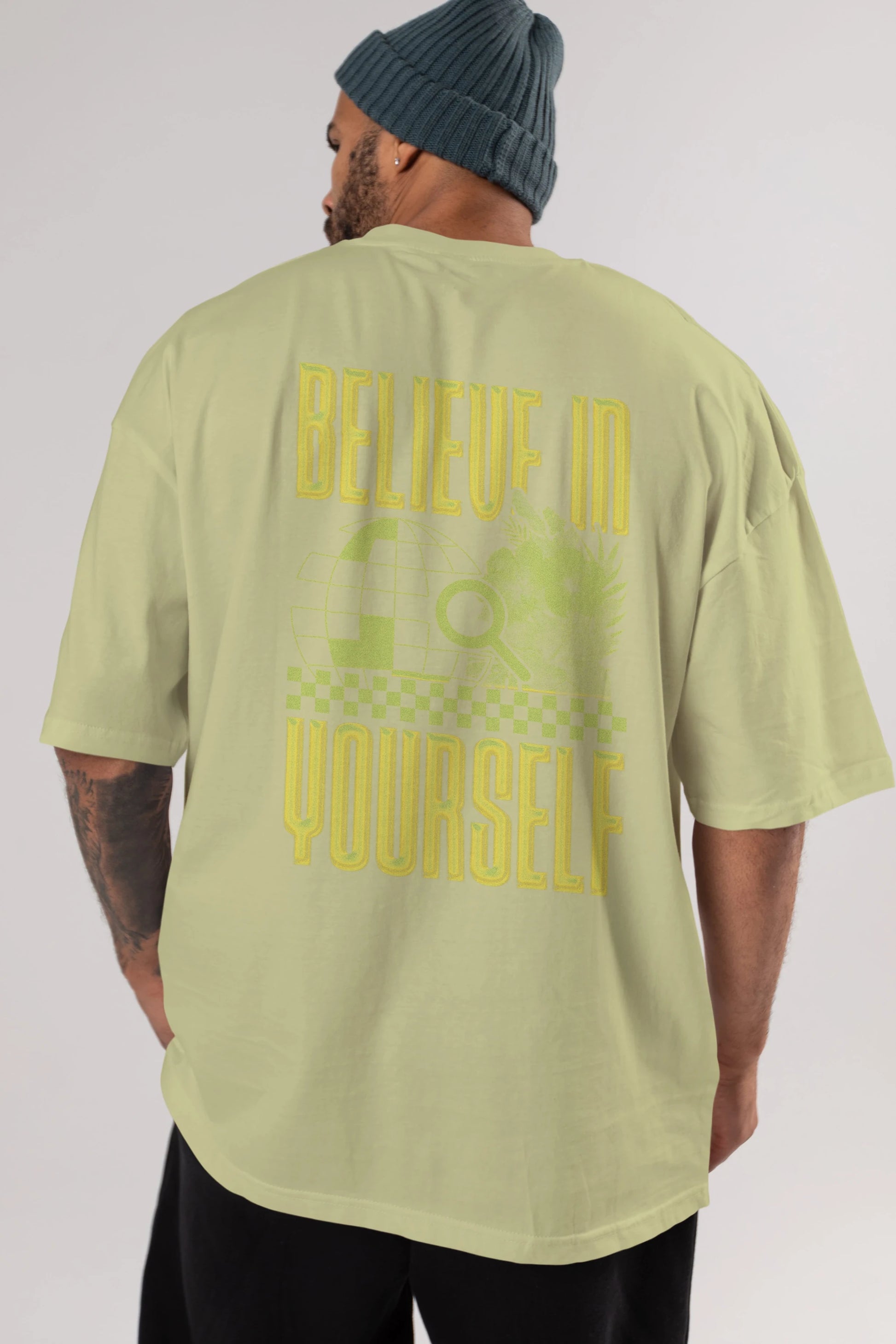 Believe in Yourself Yellow Arka Baskılı Oversize t-shirt Erkek Kadın Unisex