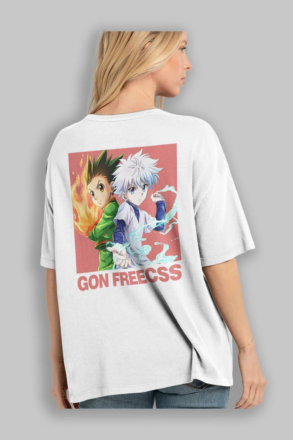 Gon Freecss HUNTER X HUNTER 4 Anime Arka Baskılı Oversize t-shirt Erkek Kadın Unisex