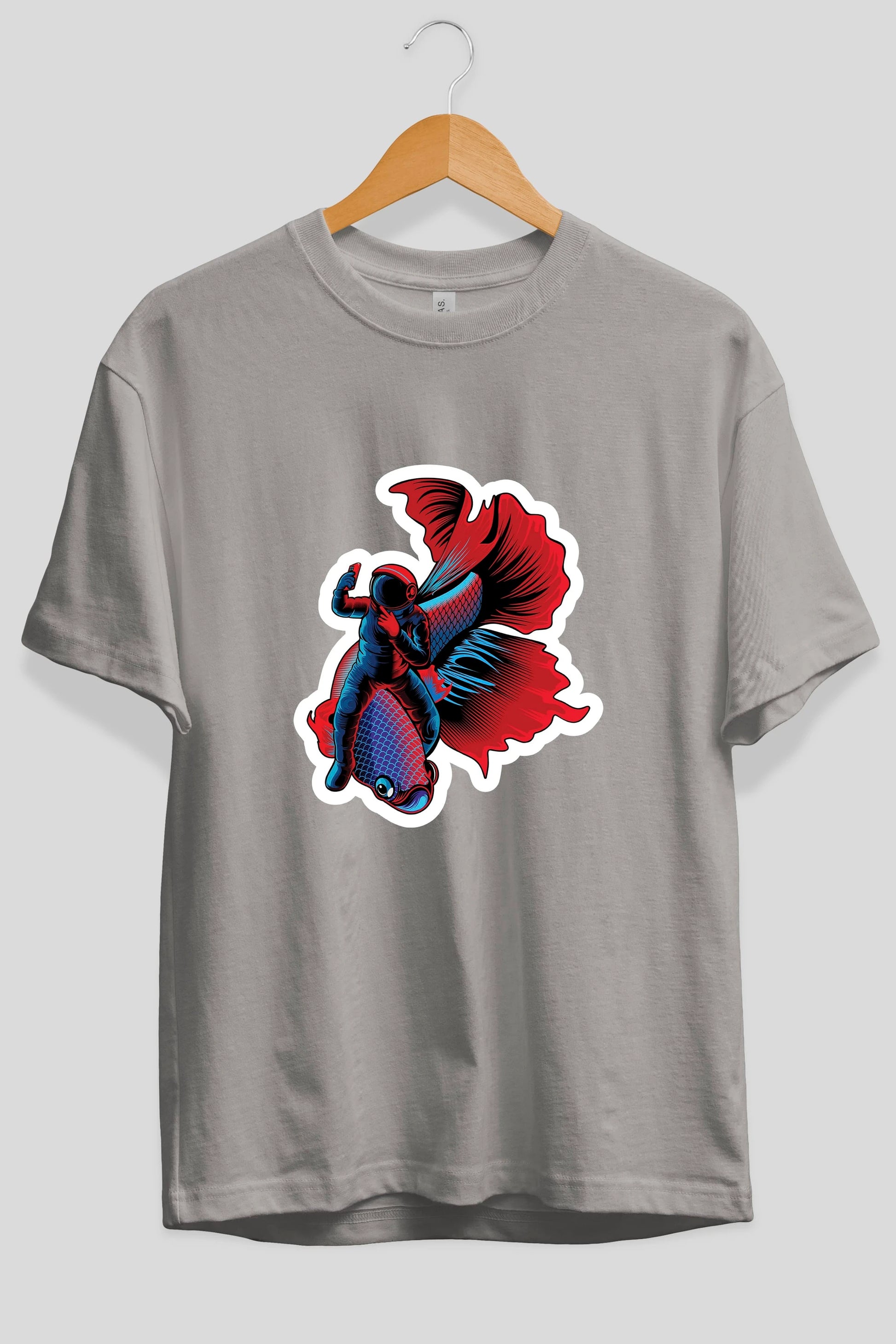Astrofish selfie sticker Ön Baskılı Oversize t-shirt Erkek Kadın Unisex