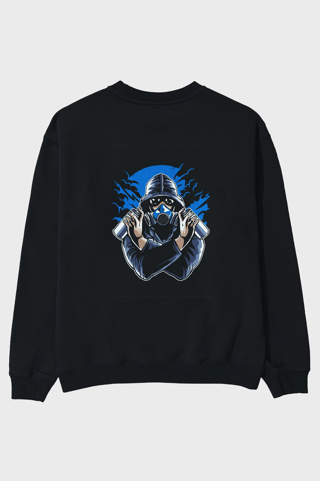 Graffiti Gasmask Arka Baskılı Oversize Sweatshirt Erkek Kadın Unisex