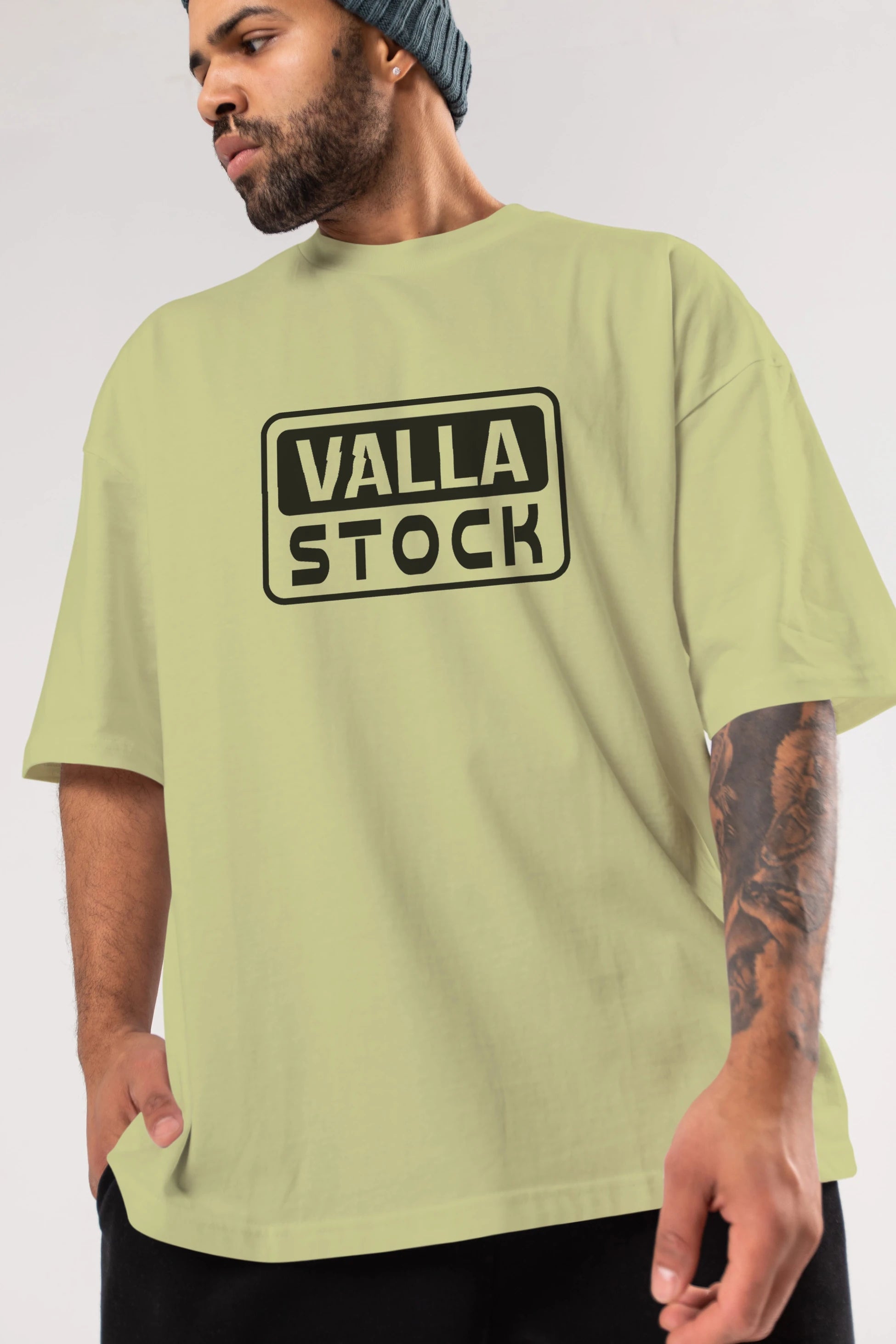 Valla Stock Ön Baskılı Oversize t-shirt %100 pamuk Erkek Kadın Unisex