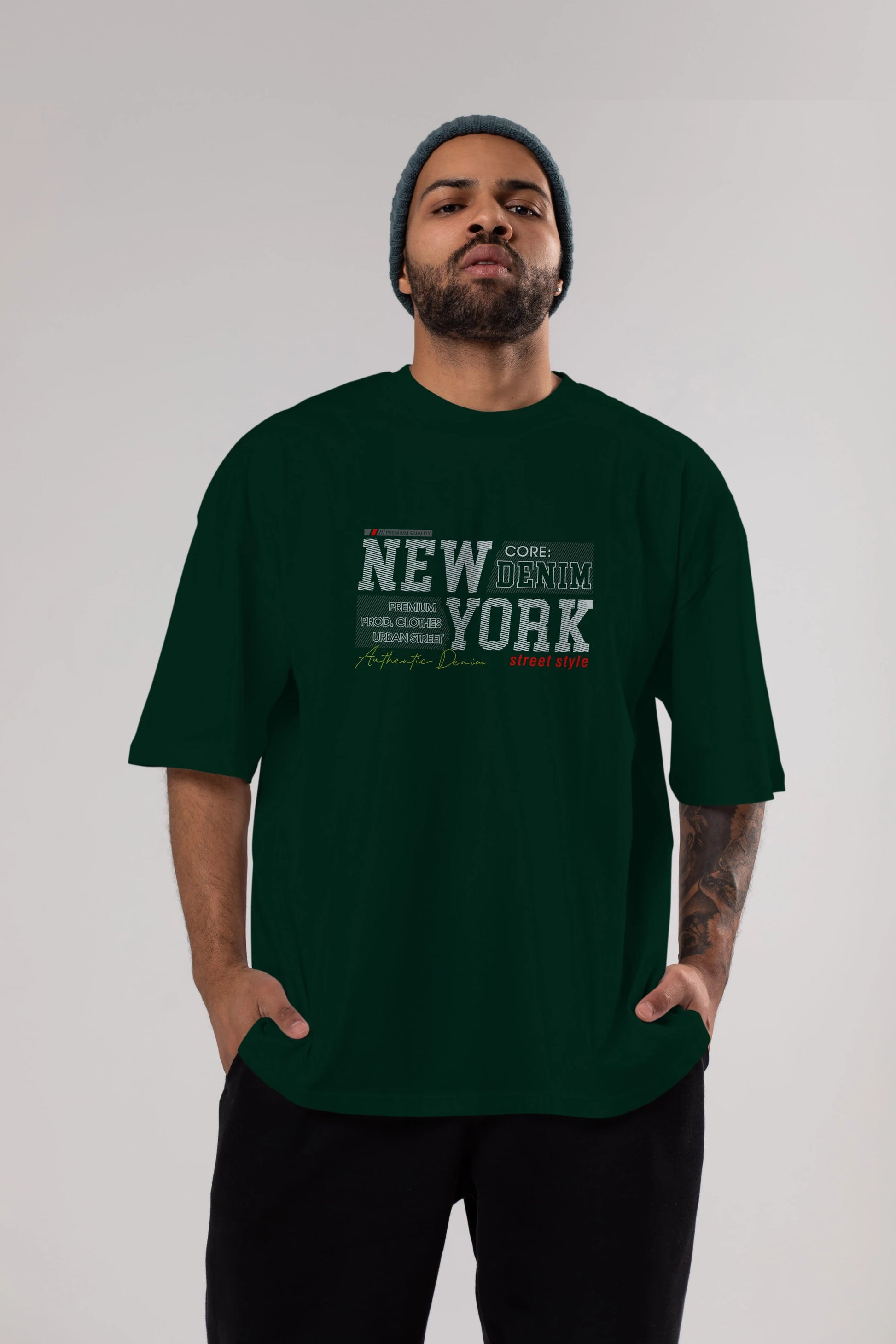 New York Street Ön Baskılı Oversize t-shirt Erkek Kadın Unisex