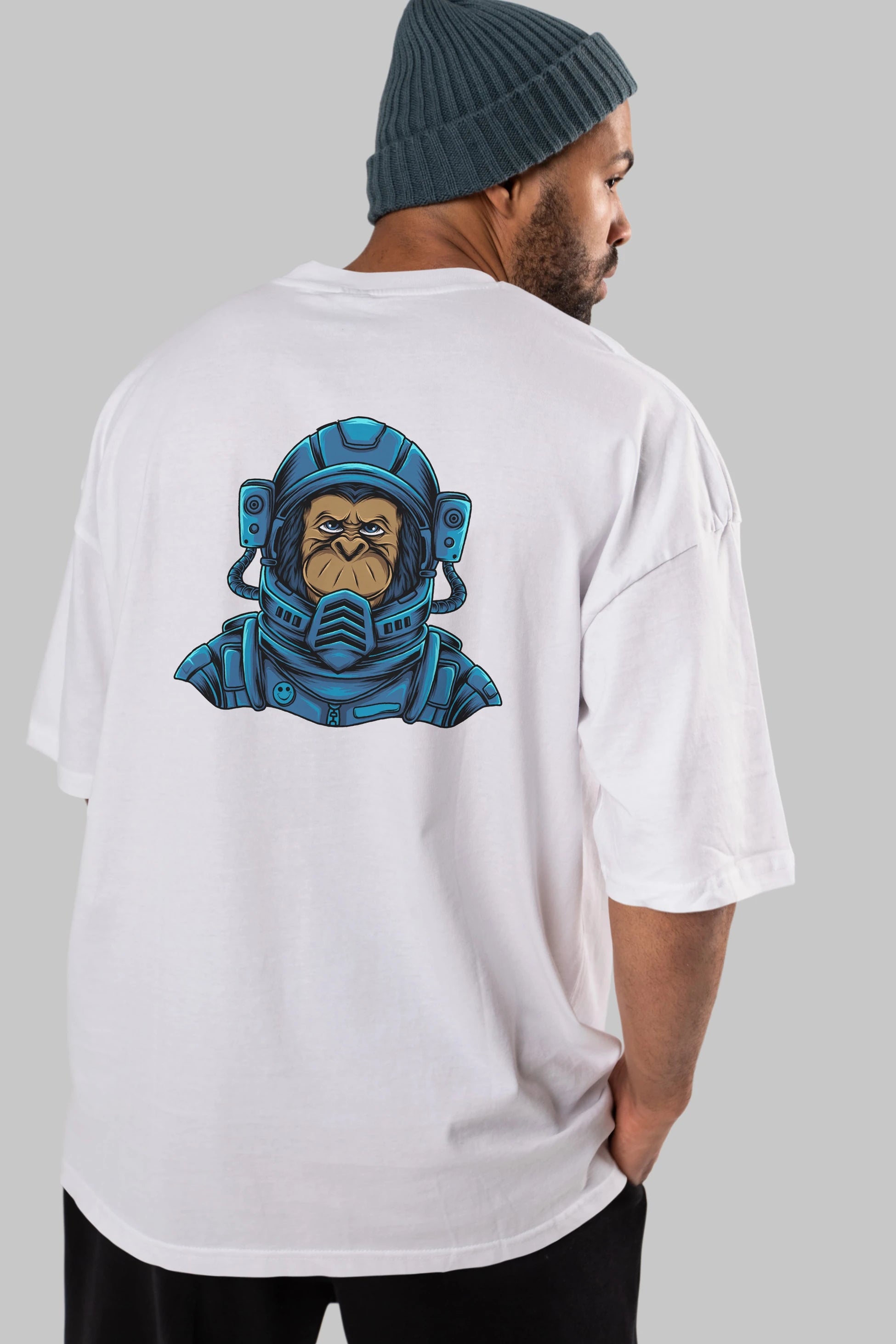 Astromonkey Arka Baskılı Oversize t-shirt Erkek Kadın Unisex