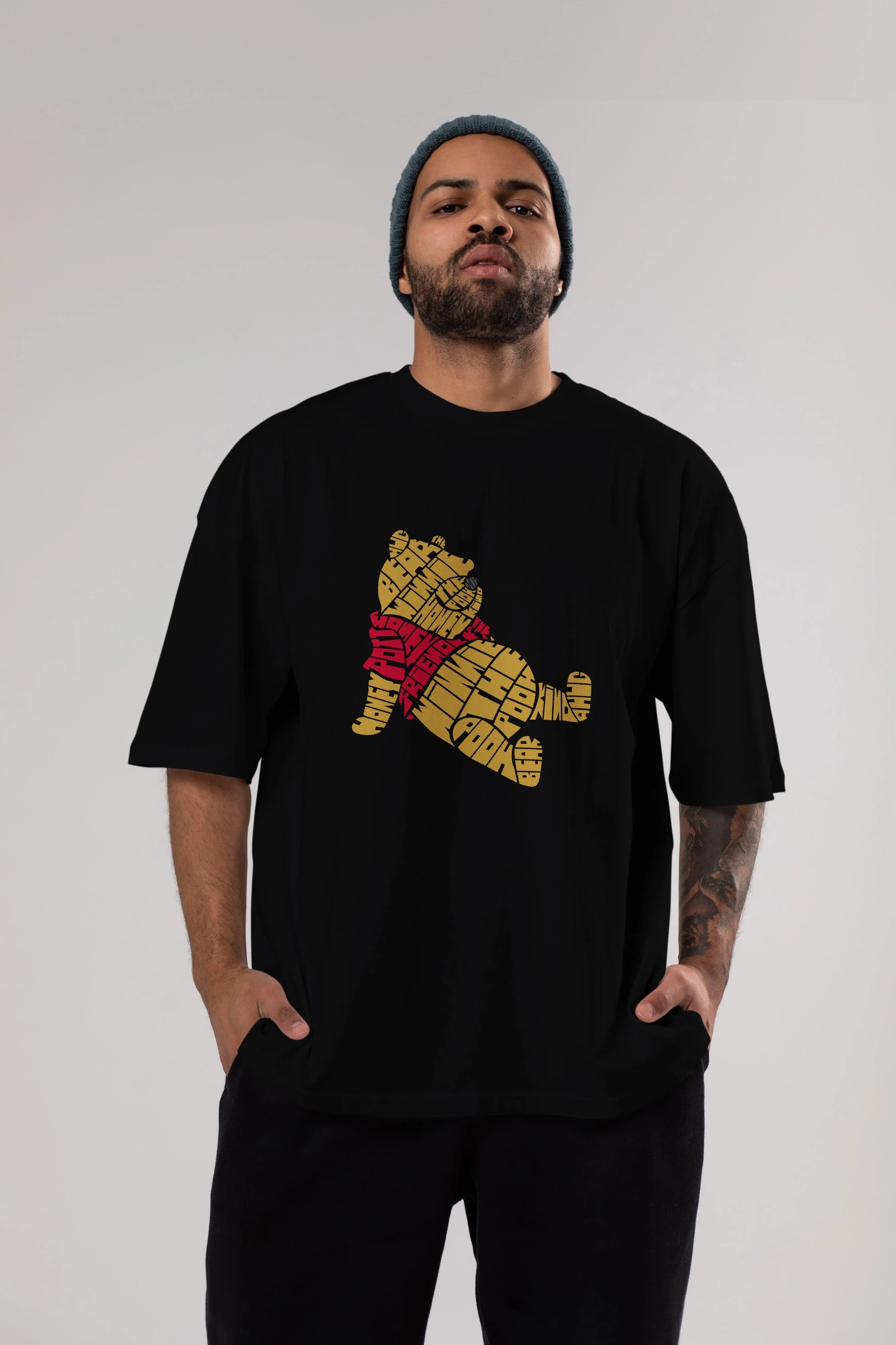 Winnie The Pooh Ön Baskılı Oversize t-shirt %100 pamuk Erkek Kadın Unisex
