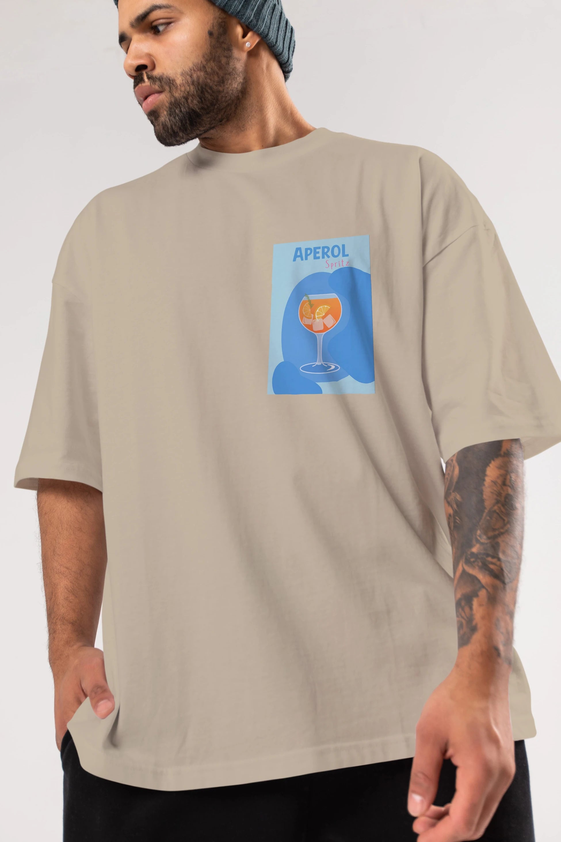Aperol Spritz 10 Ön Sol Baskılı Oversize t-shirt Erkek Kadın Unisex %100 Pamuk Bisiklet Yaka tişort