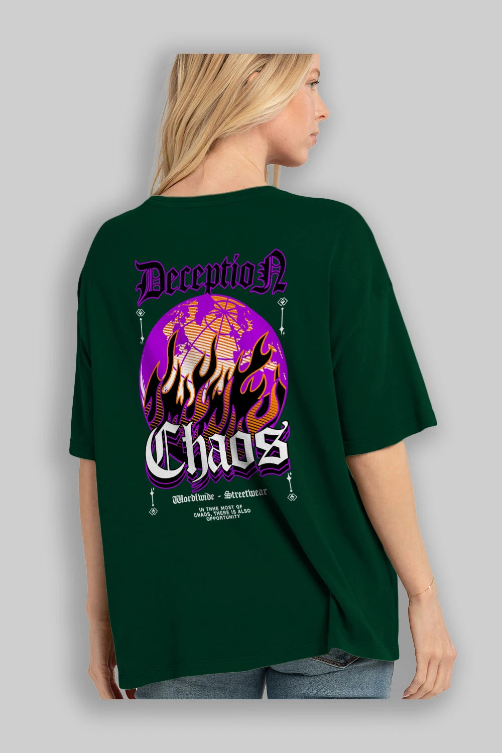 Deception Chaos Arka Baskılı Oversize t-shirt Erkek Kadın Unisex