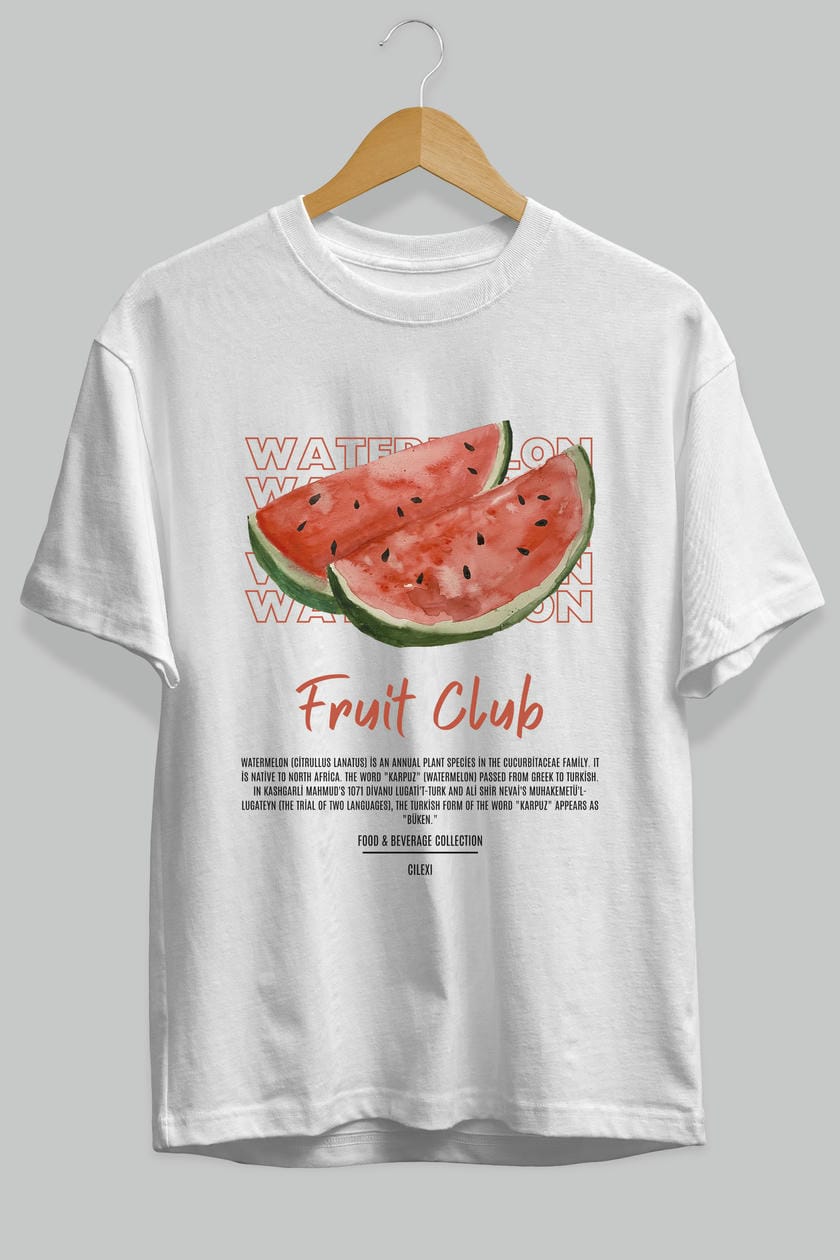 Watermelon Ön Baskılı Oversize t-shirt Erkek Kadın Pamuk Bisiklet Yaka tişort