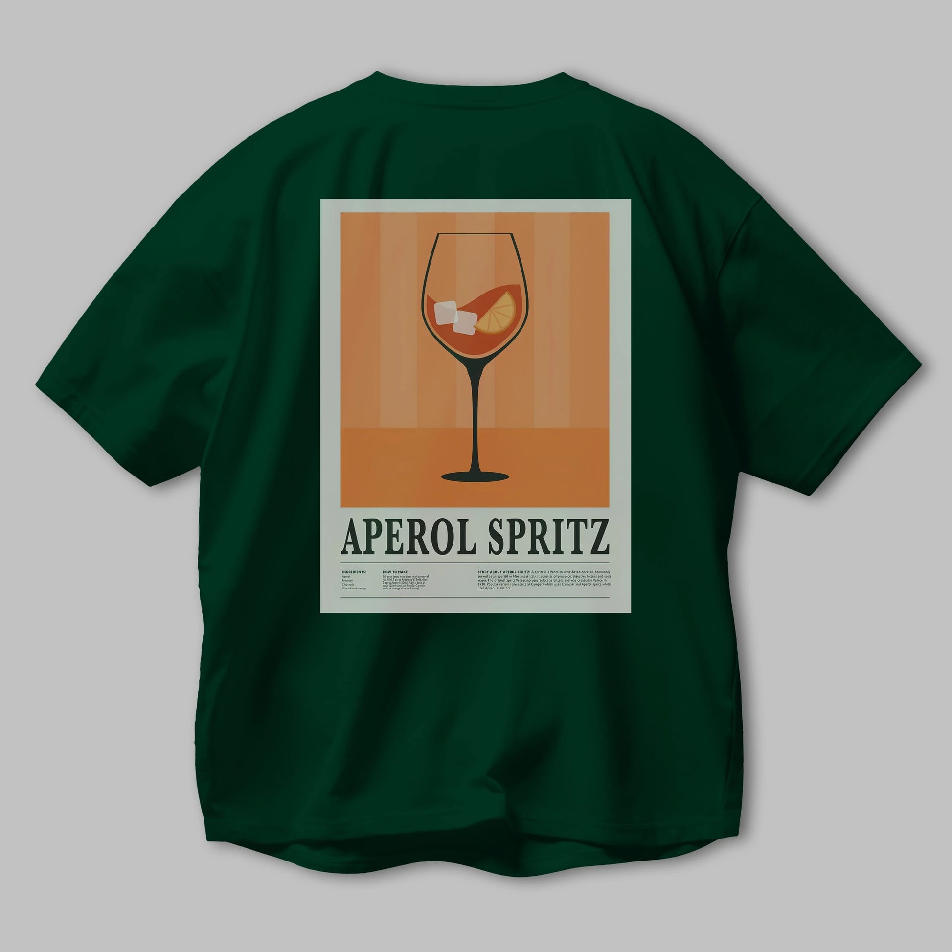 Aperol Spritz 8 Arka Baskılı Oversize t-shirt Erkek Kadın Unisex %100 Pamuk Bisiklet Yaka tişort