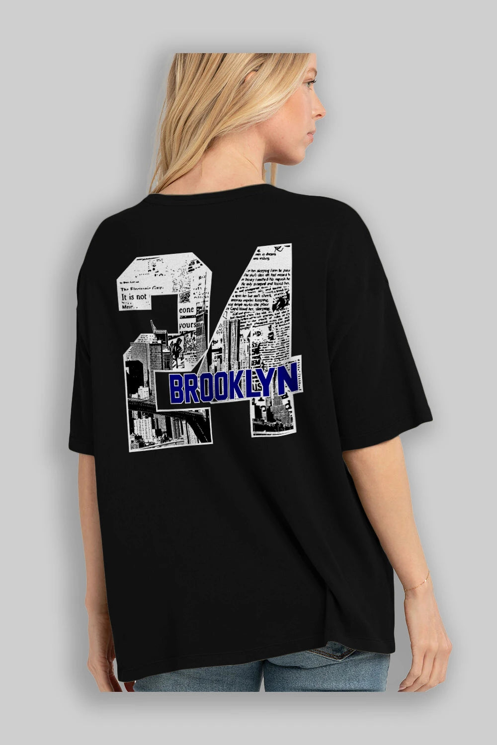 Brooklyn 24 Arka Baskılı Oversize t-shirt Erkek Kadın Unisex