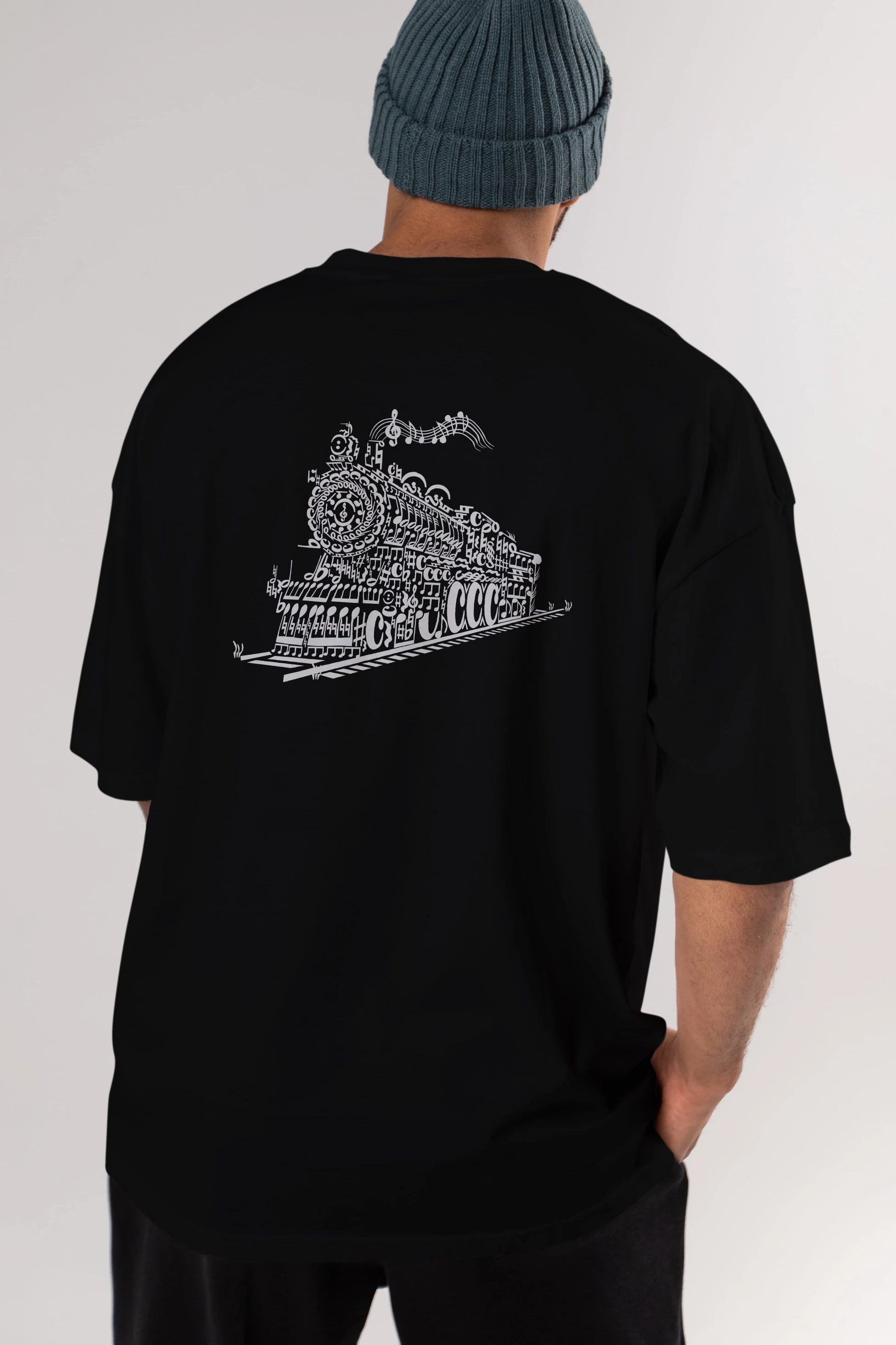 Train Song Arka Baskılı Oversize t-shirt %100 pamuk Erkek Kadın Unisex