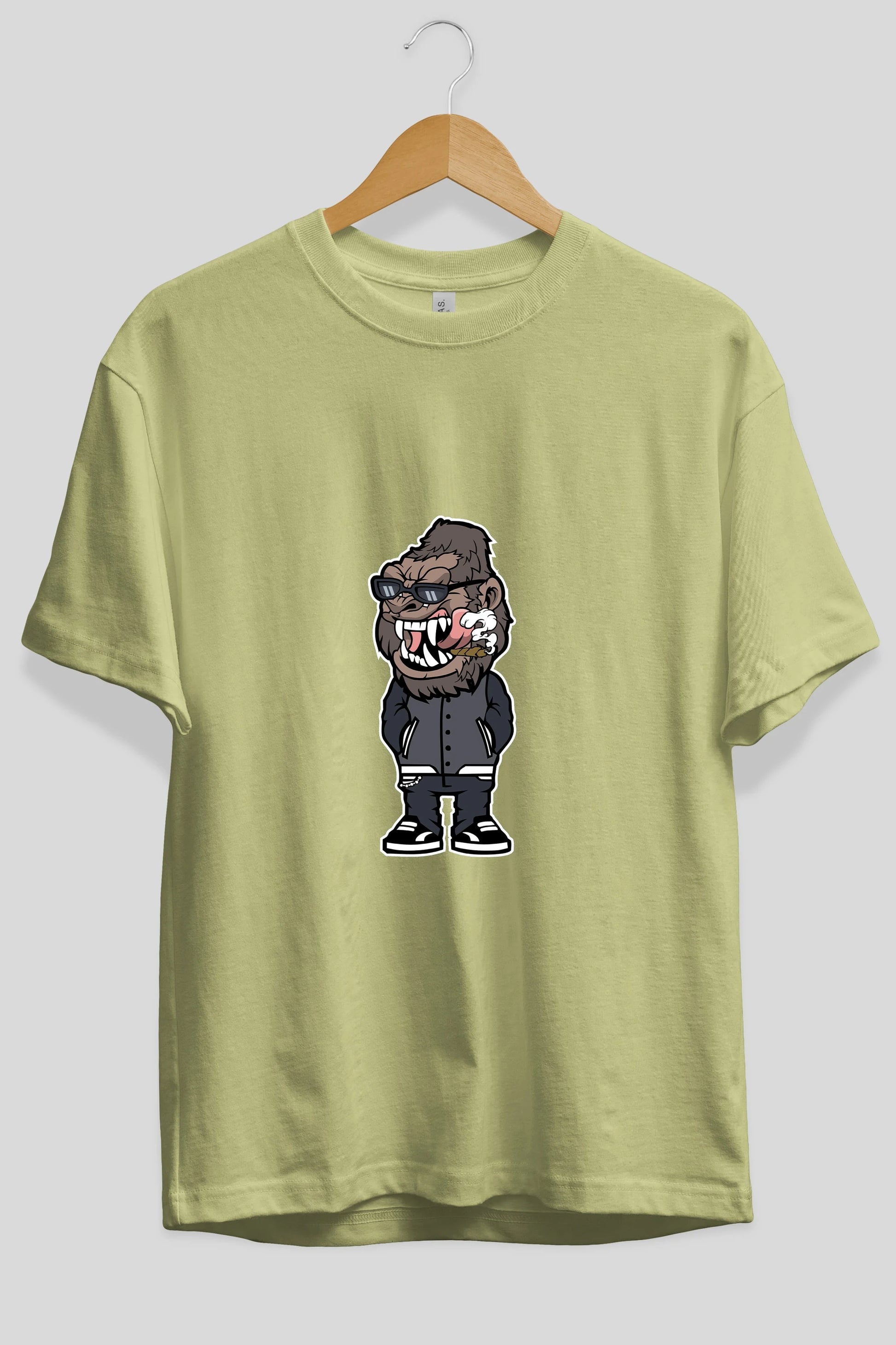 Gorilla Street Style Ön Baskılı Oversize t-shirt Erkek Kadın Unisex %100 Pamuk tişort