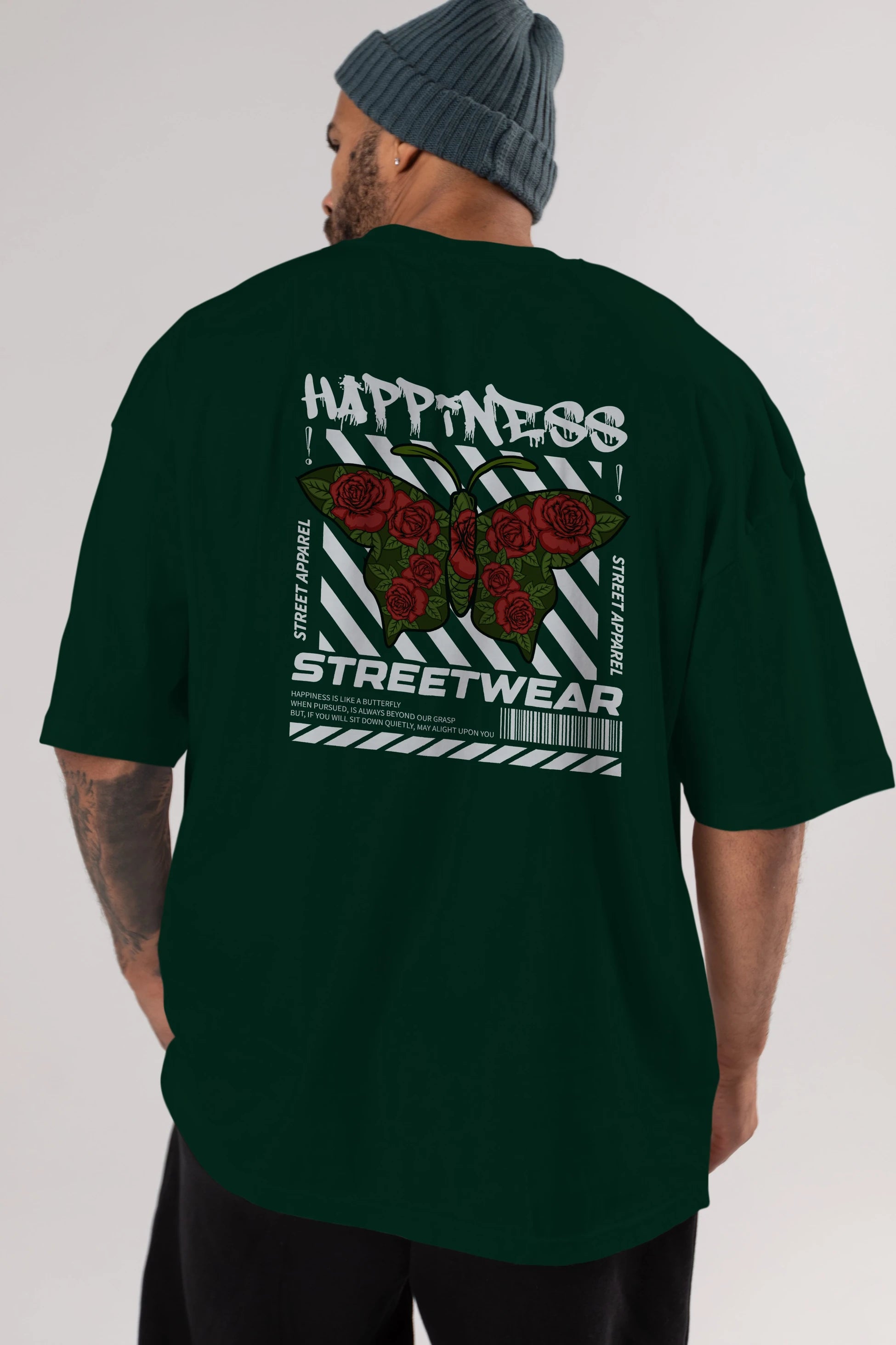 Happiness Streetwear Arka Baskılı Oversize t-shirt Erkek Kadın Unisex