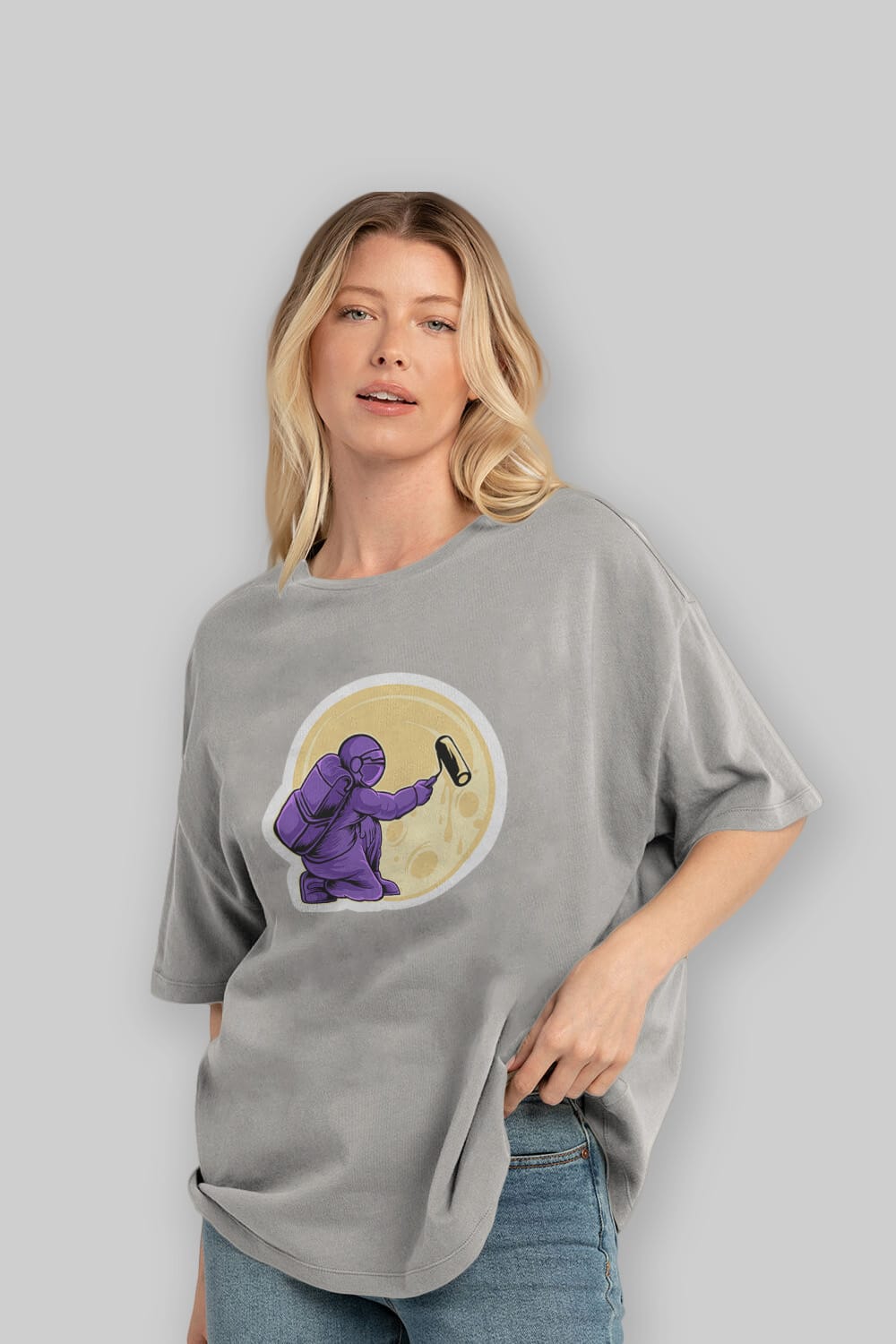 Astropaint Sticker Ön Baskılı Oversize t-shirt Erkek Kadın Unisex