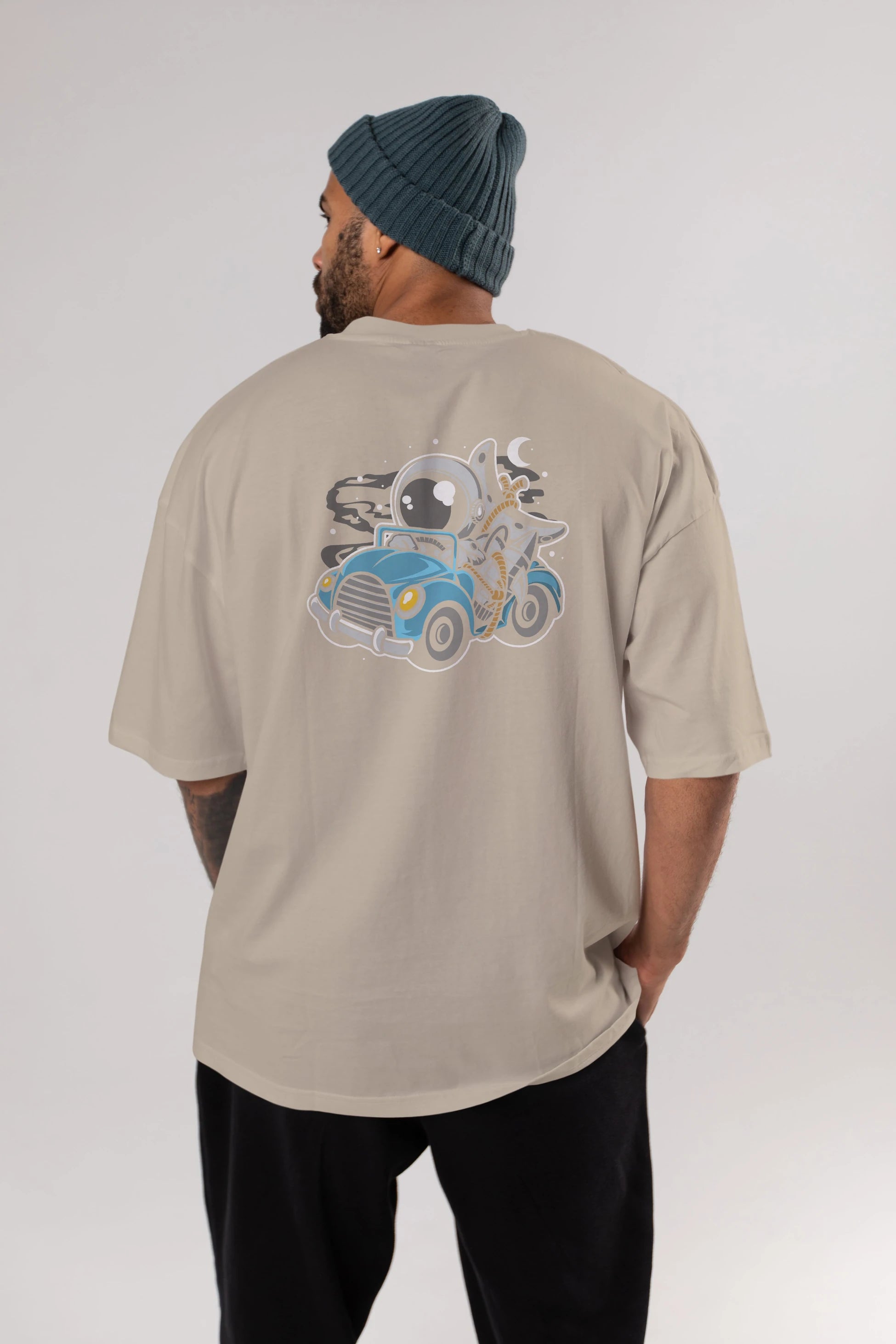 Astronaut Journey Arka Baskılı Oversize t-shirt Erkek Kadın Unisex
