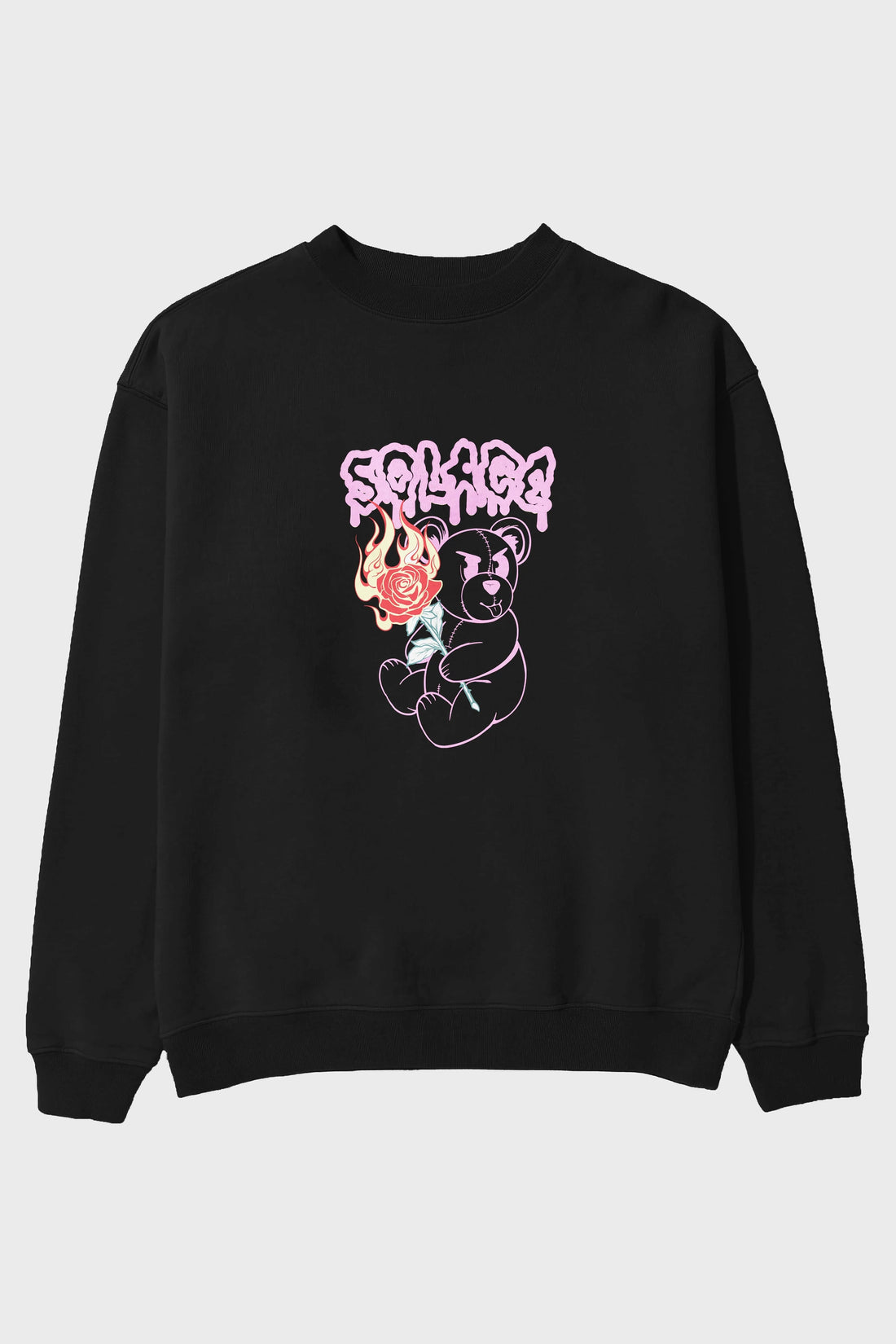 Solage Bear Ön Baskılı Oversize Sweatshirt Erkek Kadın Unisex