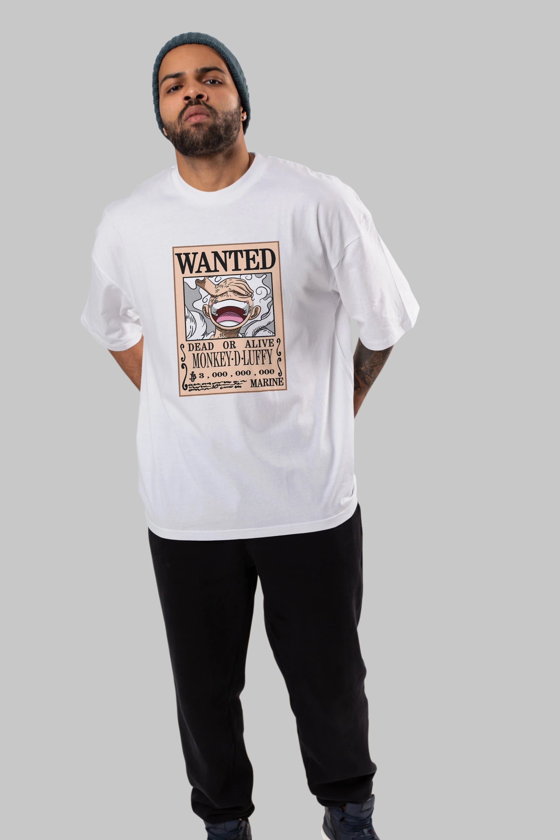 CARTEL LUFFY GEAR 5 Anime Ön Baskılı Oversize t-shirt %100 pamuk Erkek Kadın Unisex