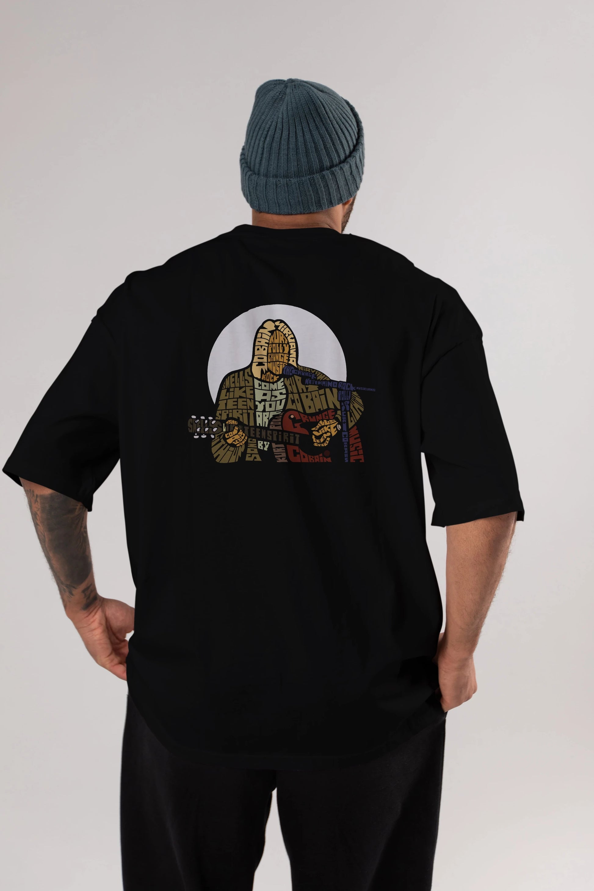 Kurt Cobain Arka Baskılı Oversize t-shirt %100 pamuk Erkek Kadın Unisex