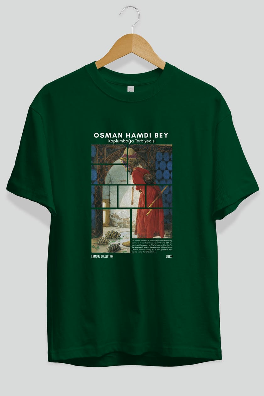 Osman Hamdi Bey ön Baskılı Oversize t-shirt Erkek Kadın Bisiklet Yaka Pamuk tişort
