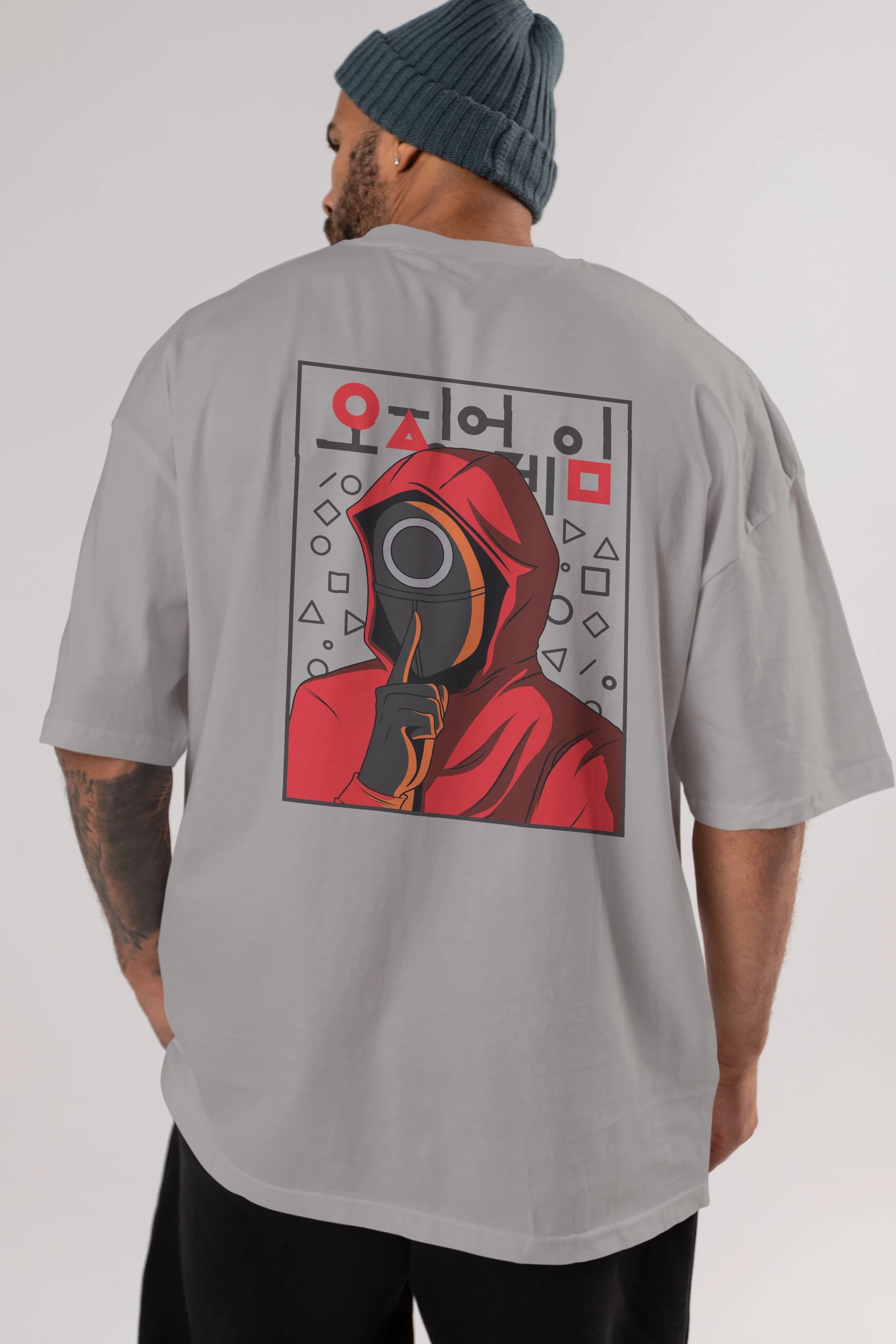 Squid Game (5) Arka Baskılı Oversize t-shirt Erkek Kadın Unisex %100 Pamuk Bisiklet Yaka tişort