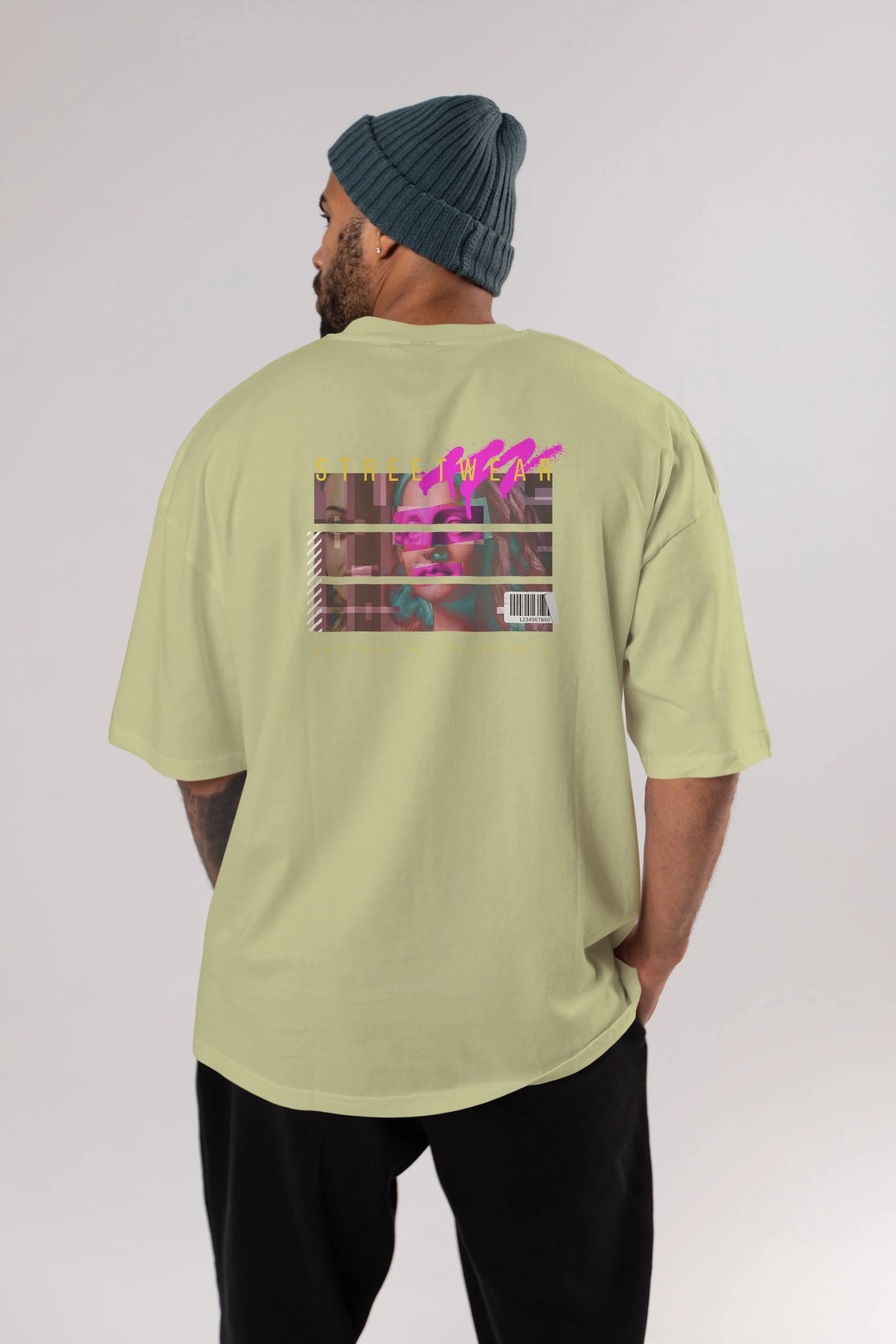 Futuristic Streetwear 2 Arka Baskılı Oversize t-shirt Erkek Kadın Unisex