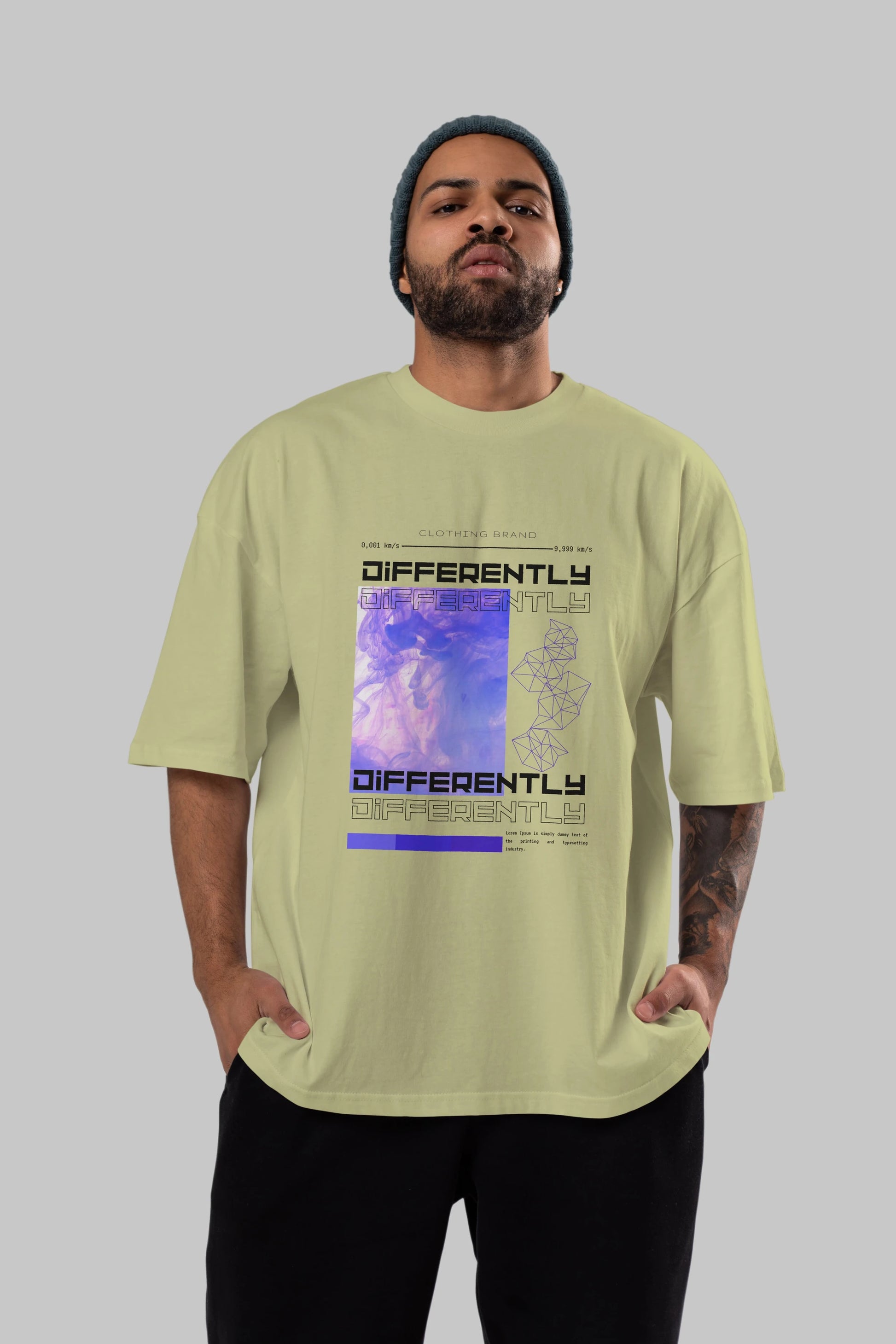 Differently Yazılı Ön Baskılı Oversize t-shirt Erkek Kadın Unisex