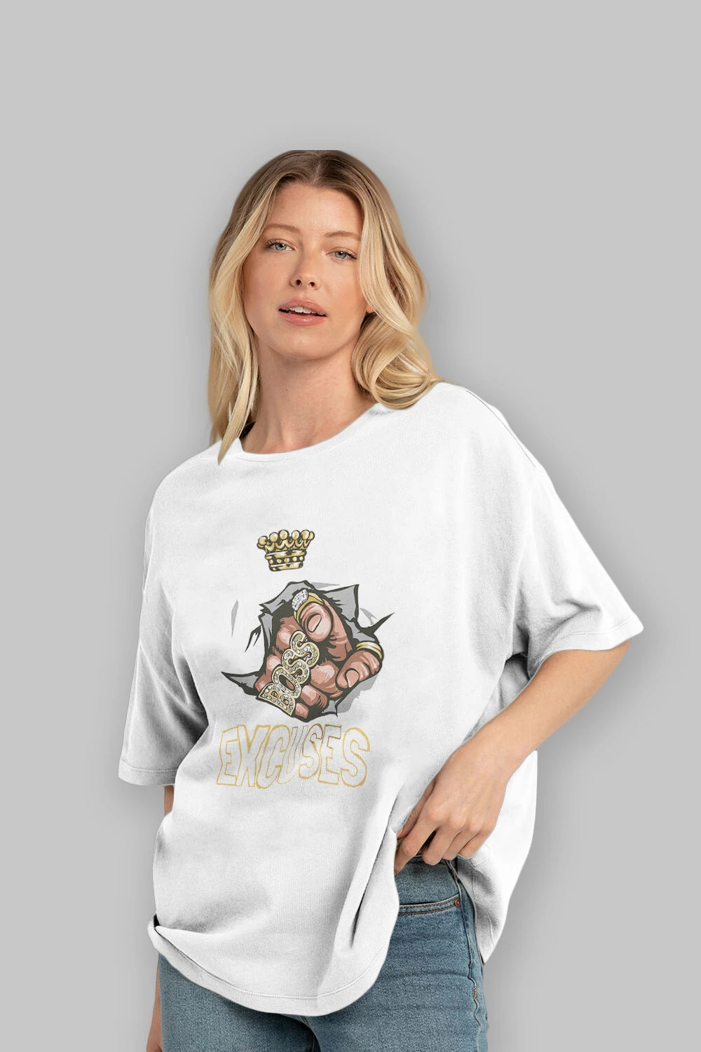 No Excuses Ön Baskılı Oversize t-shirt Erkek Kadın Unisex