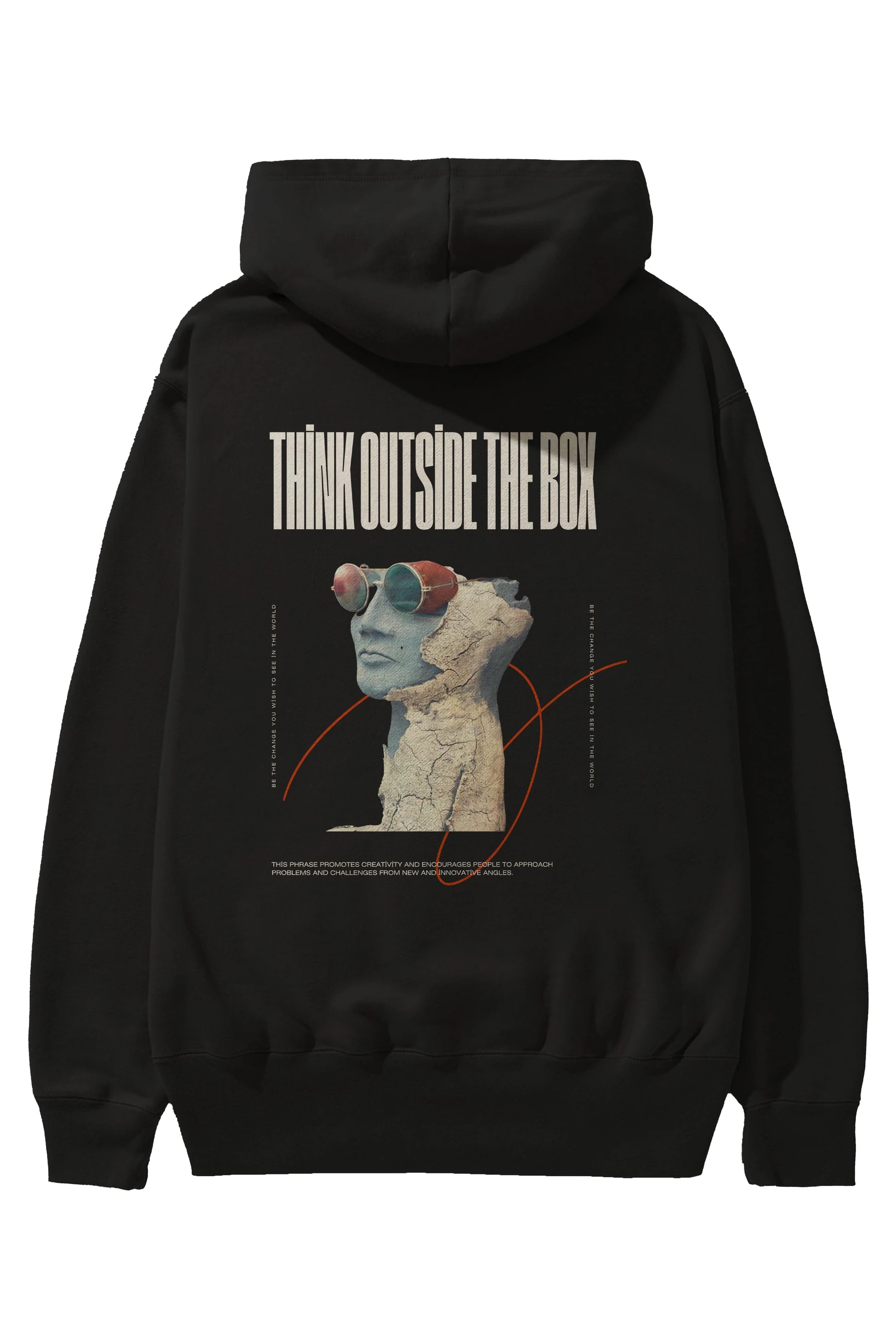 Think Outside The Box Arka Baskılı Oversize Hoodie Kapüşonlu Sweatshirt Erkek Kadın Unisex