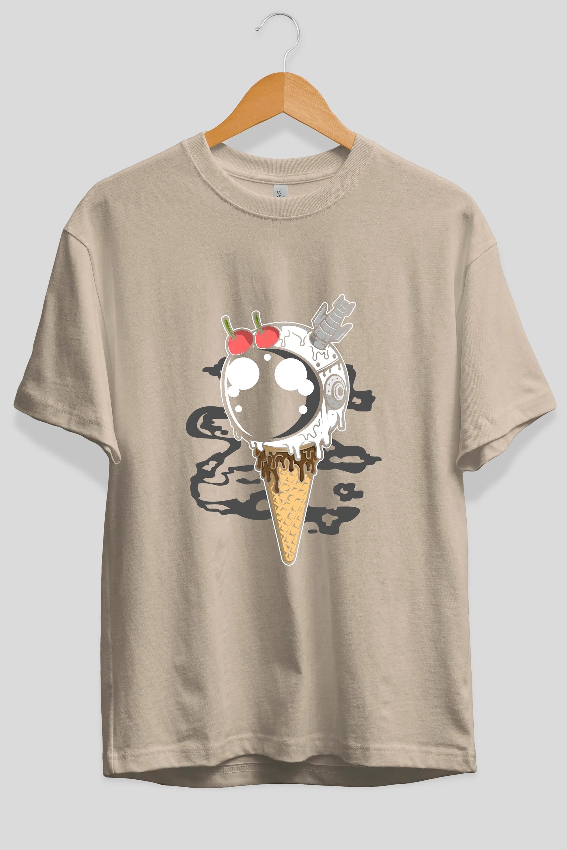 Astronaut Ice Cream Ön Baskılı Oversize t-shirt Erkek Kadın Unisex
