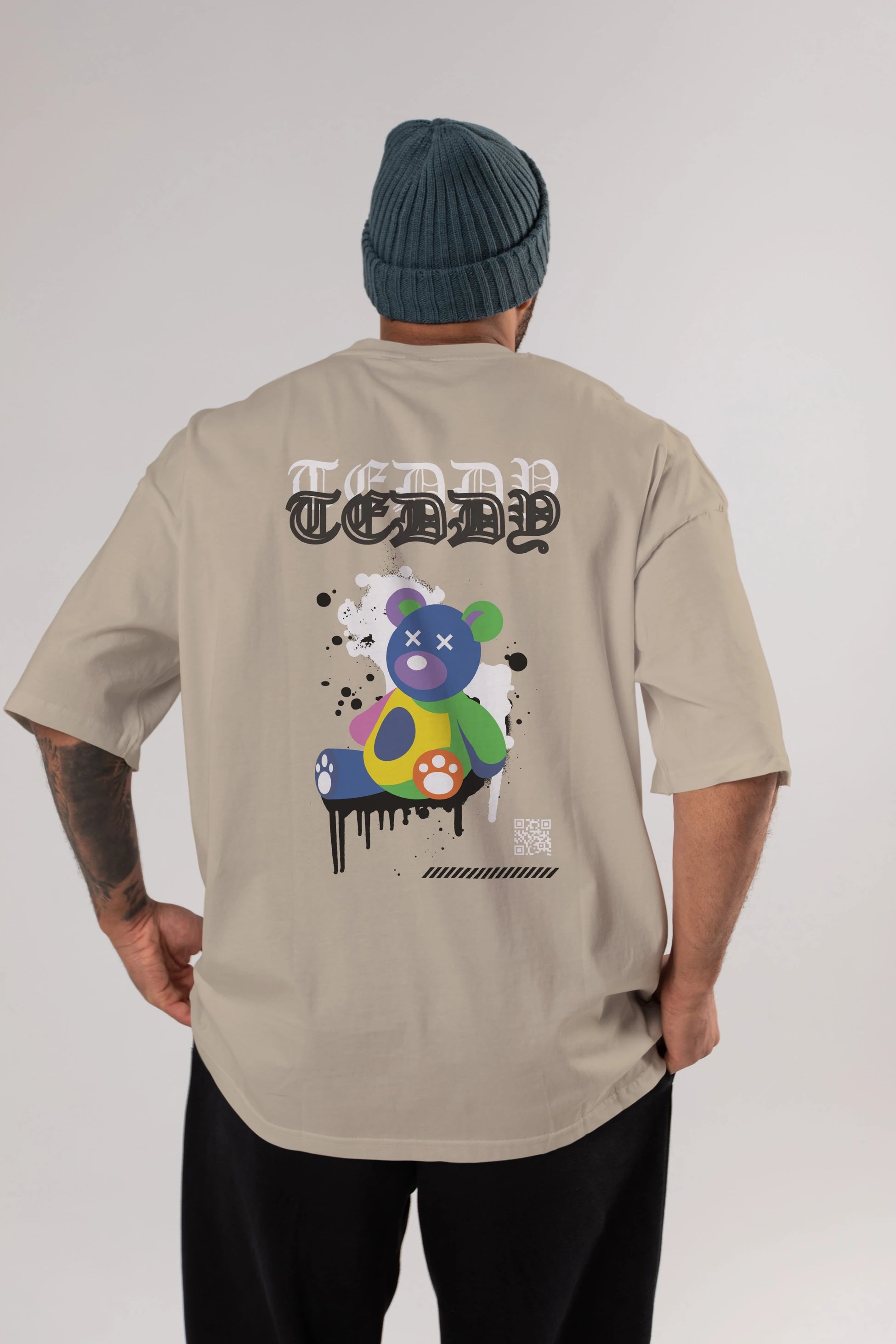 Teddy Bear Arka Baskılı Oversize t-shirt Erkek Kadın Unisex