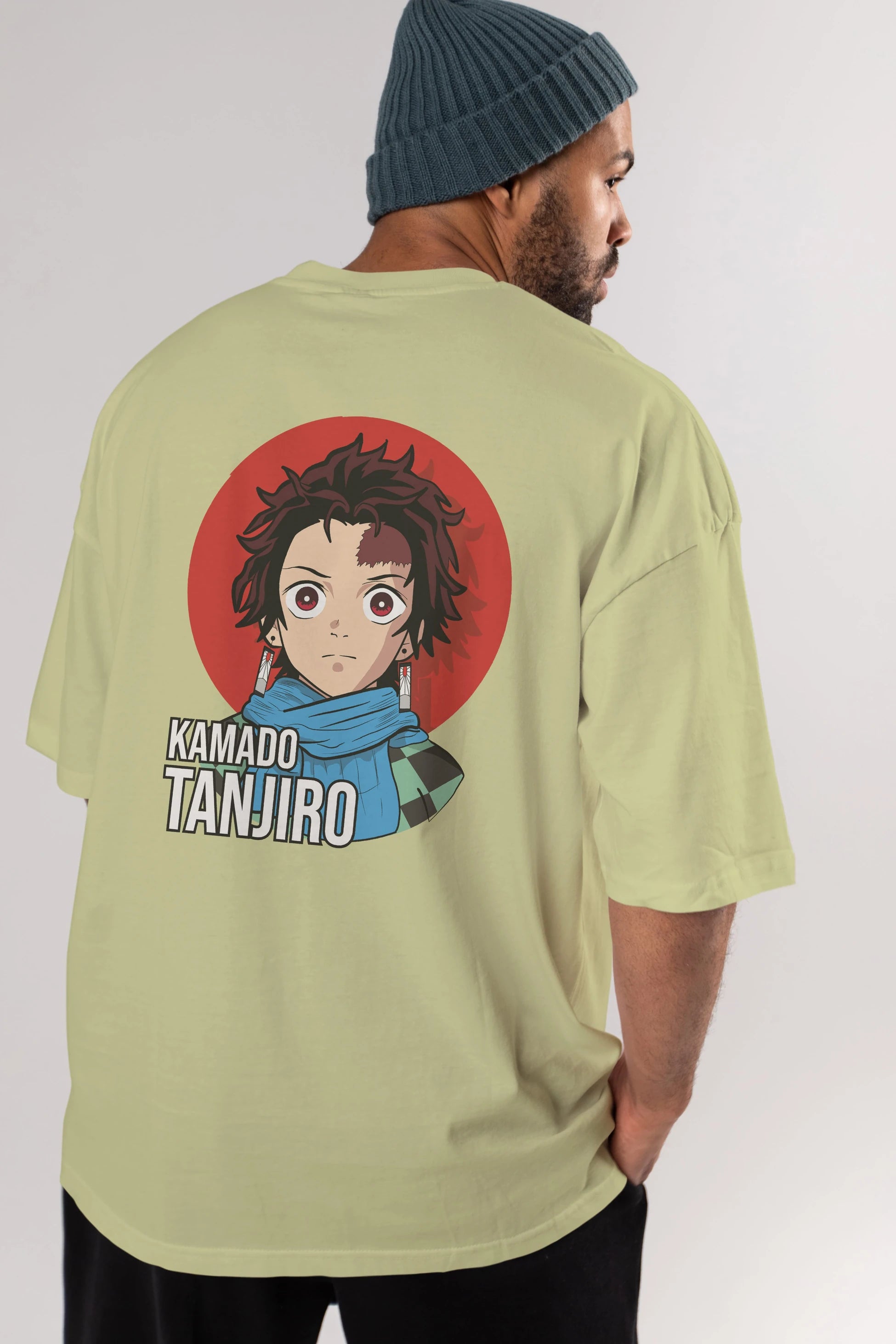 TANJIRO KAMADO Anime Arka Baskılı Oversize t-shirt Erkek Kadın Unisex
